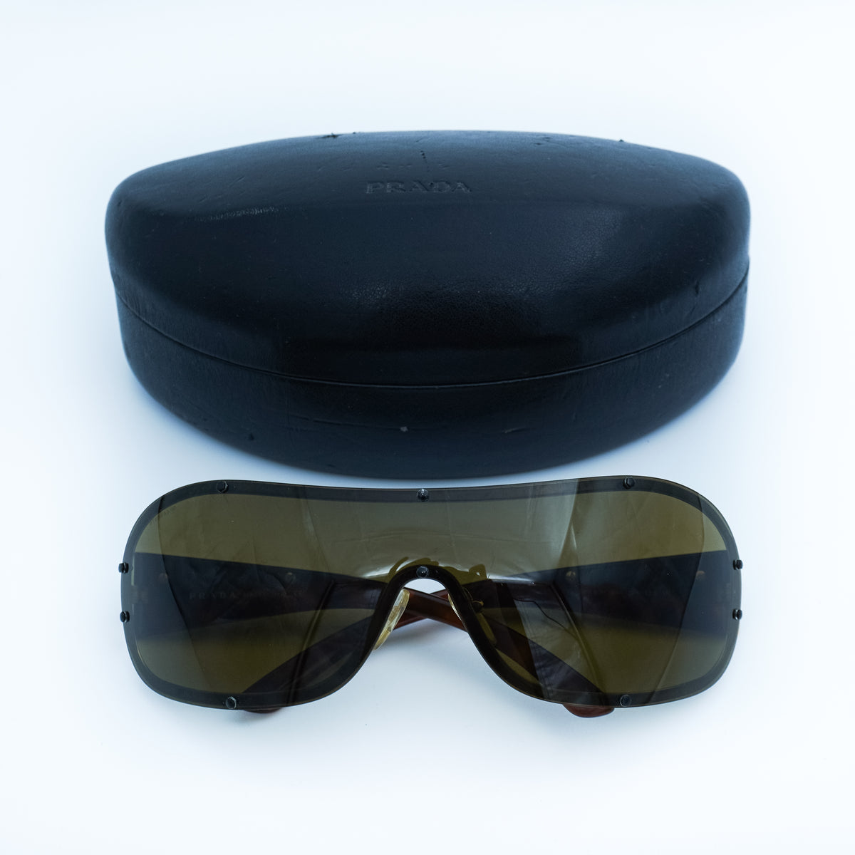 PRADA SPR63H Gold Shield Mask Sunglasses Vintage