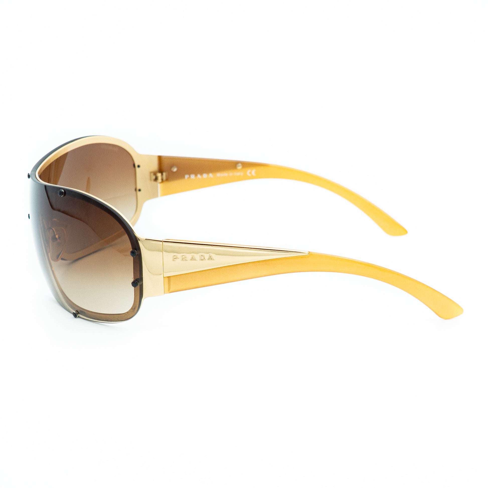 PRADA SPR63H Gold Shield Mask Sunglasses Vintage