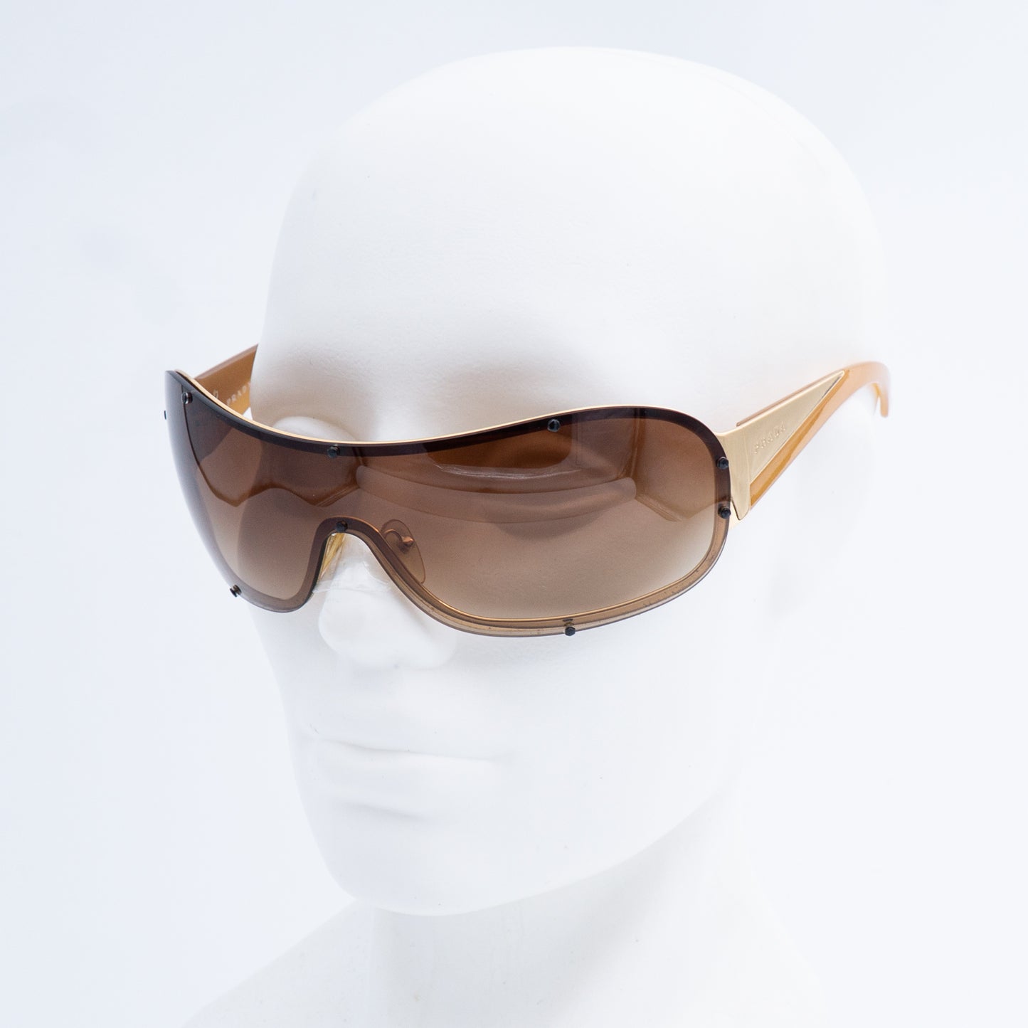 PRADA SPR63H Gold Shield Mask Sunglasses Vintage