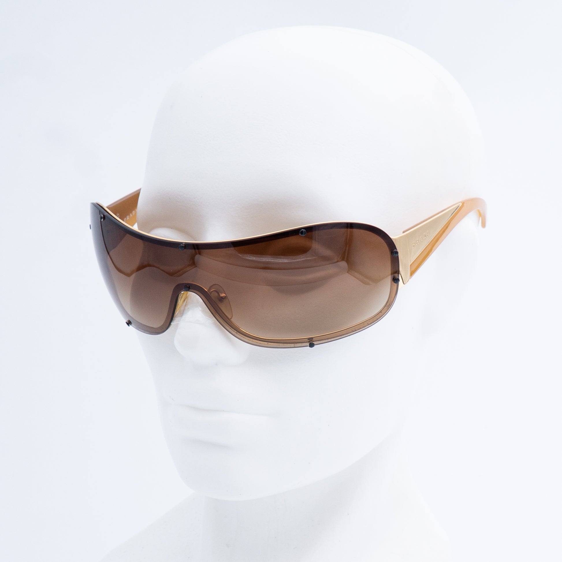 PRADA SPR63H Gold Shield Mask Sunglasses Vintage