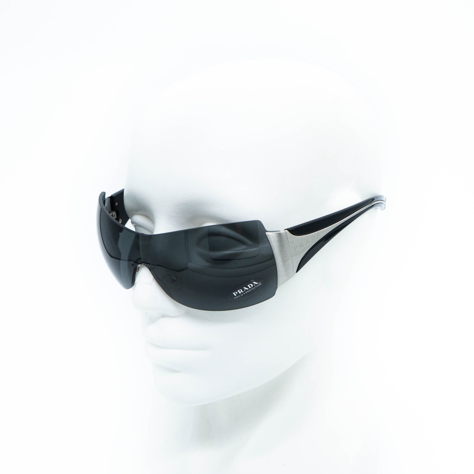PRADA SPR 04I Black Shield Mask Sunglasses Vintage