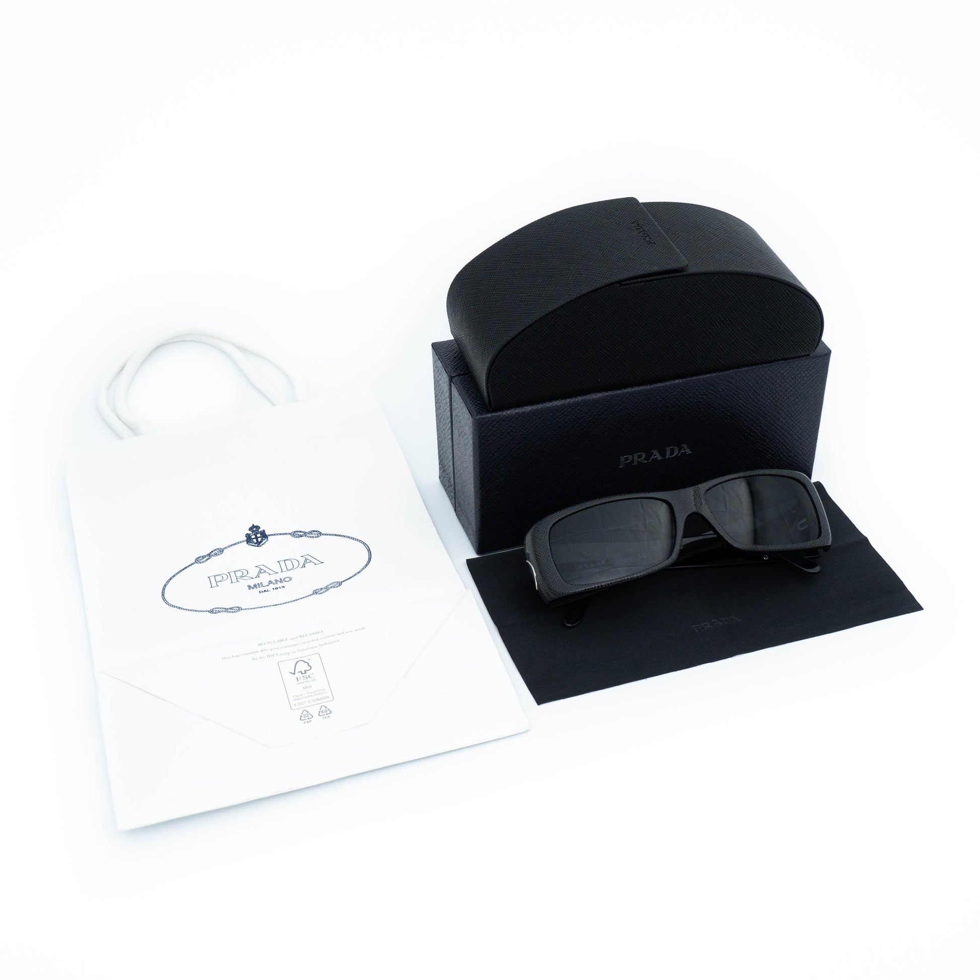 PRADA SPR 11H black rectangular vintage sunglasses
