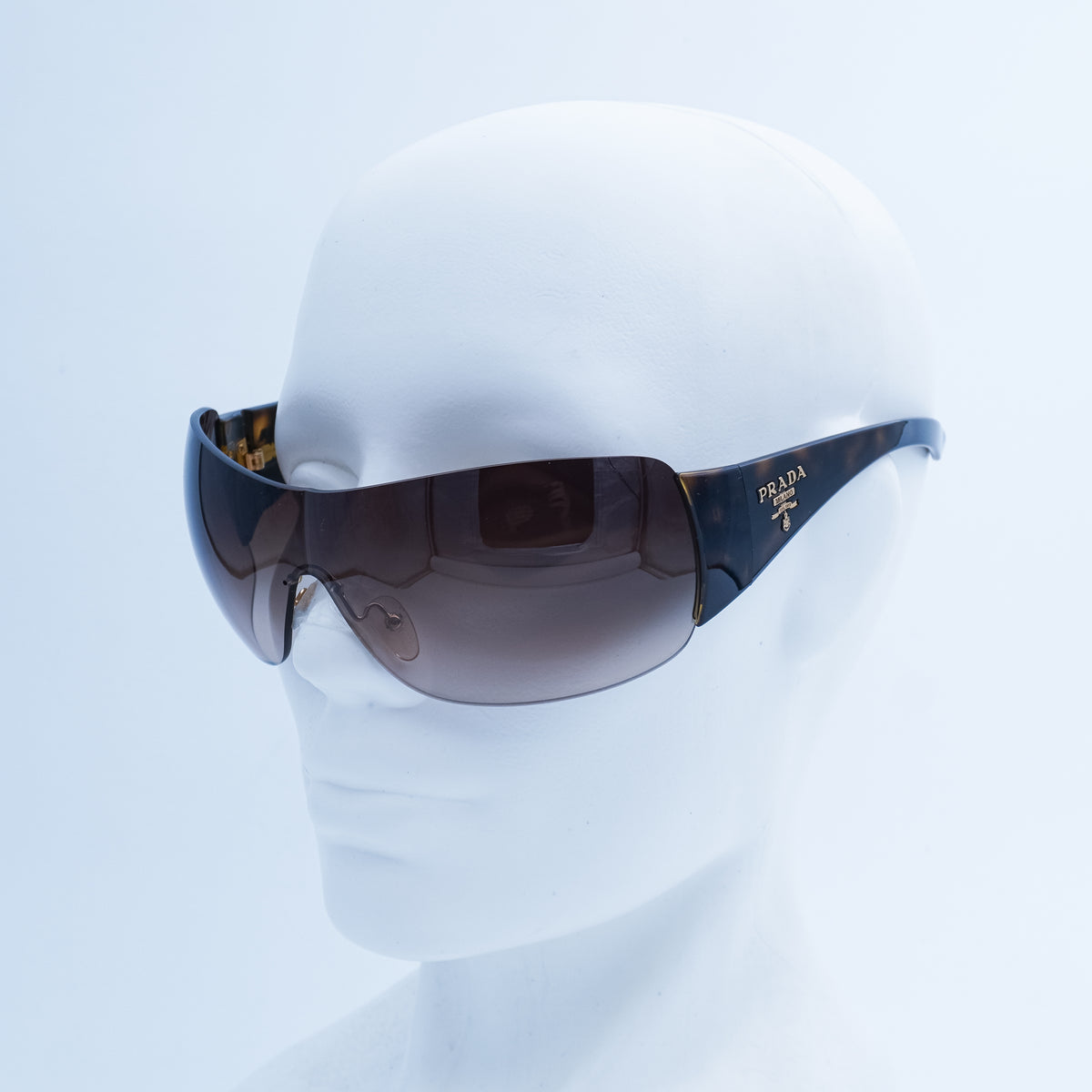 PRADA SPR 22M Shield Mask Brown Sunglasses Vintage