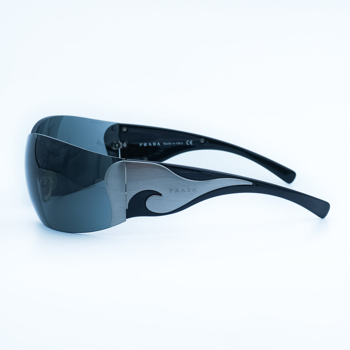 PRADA SPR 58F Shield Mask Black Sunglasses Vintage