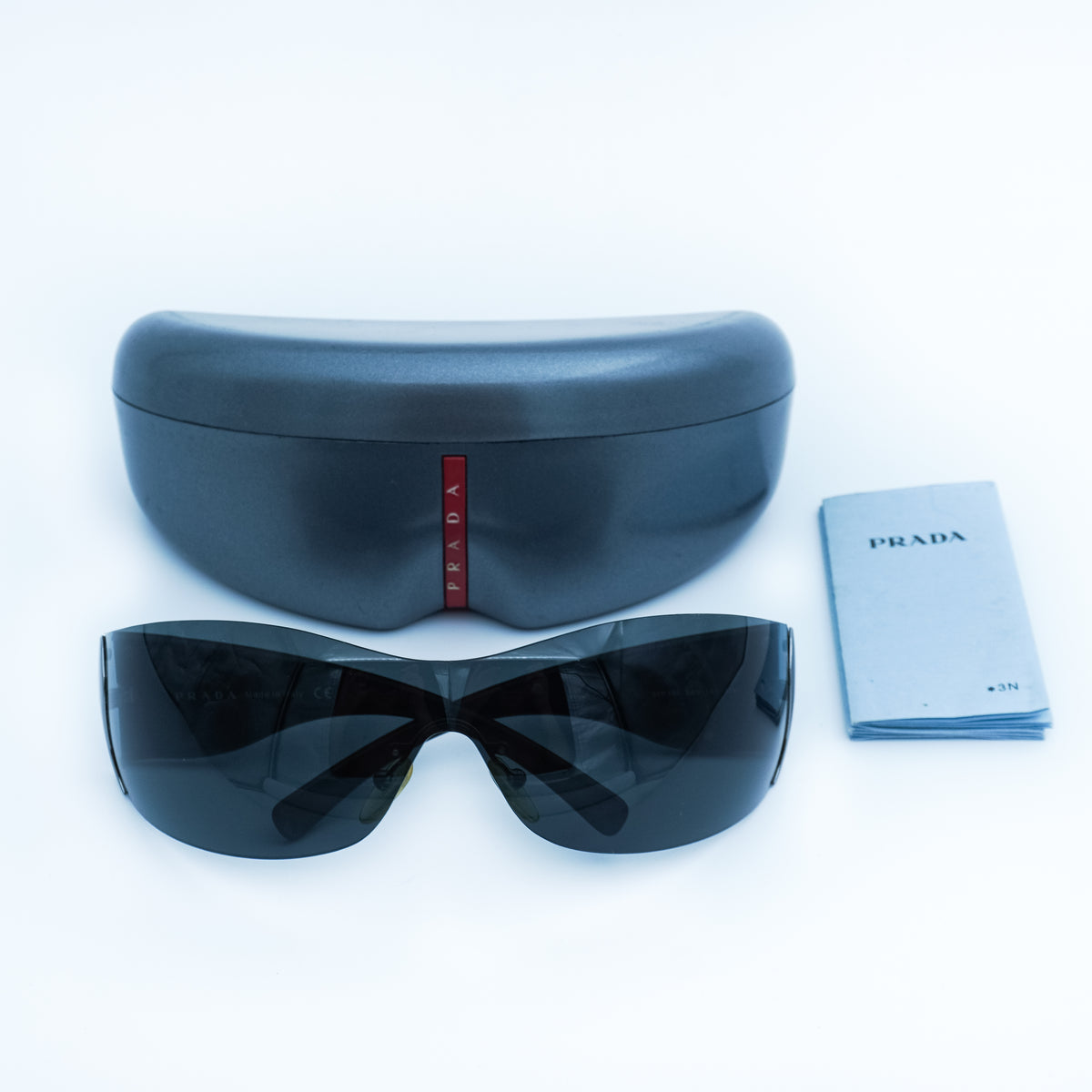 PRADA SPR 58F Shield Mask Black Sunglasses Vintage