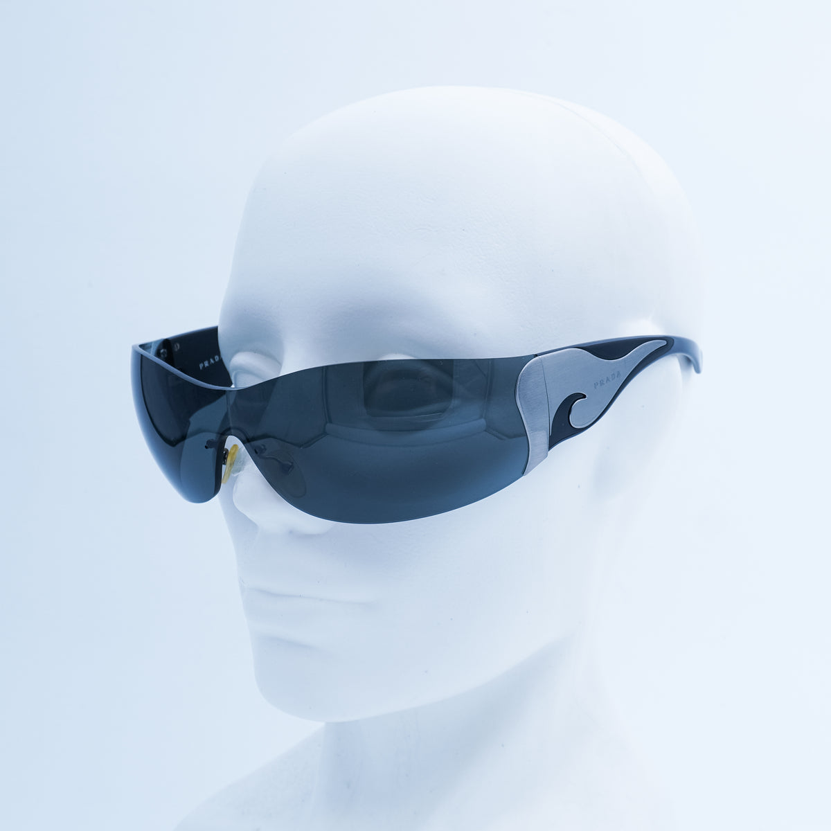 PRADA SPR 58F Shield Mask Black Sunglasses Vintage