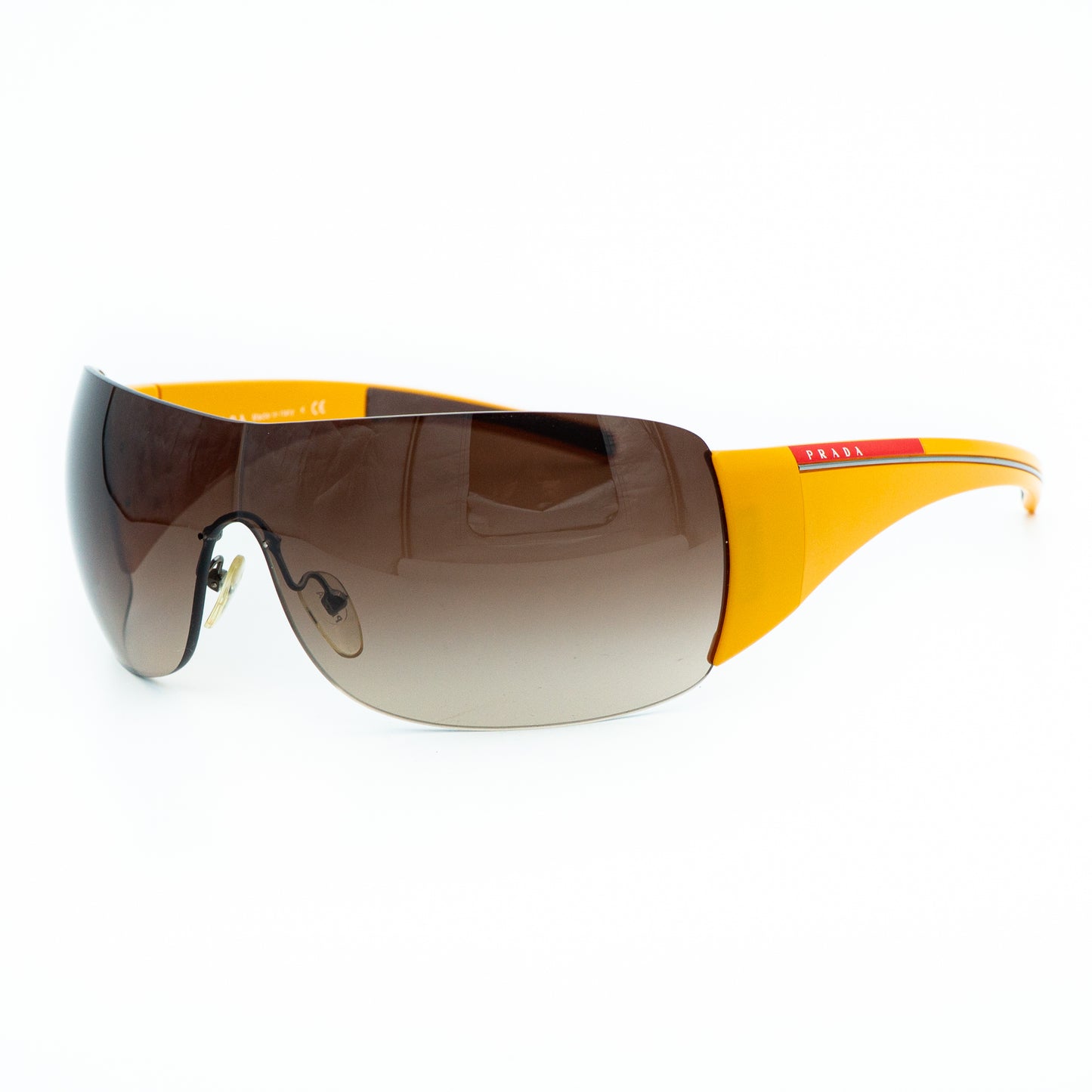PRADA SPS02L Shield Mask Oversized Yellow Sunglasses Vintage
