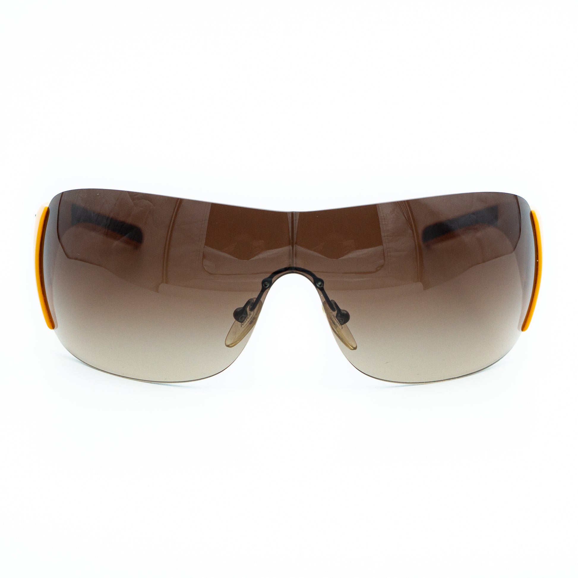 PRADA SPS02L Shield Mask Oversized Yellow Sunglasses Vintage