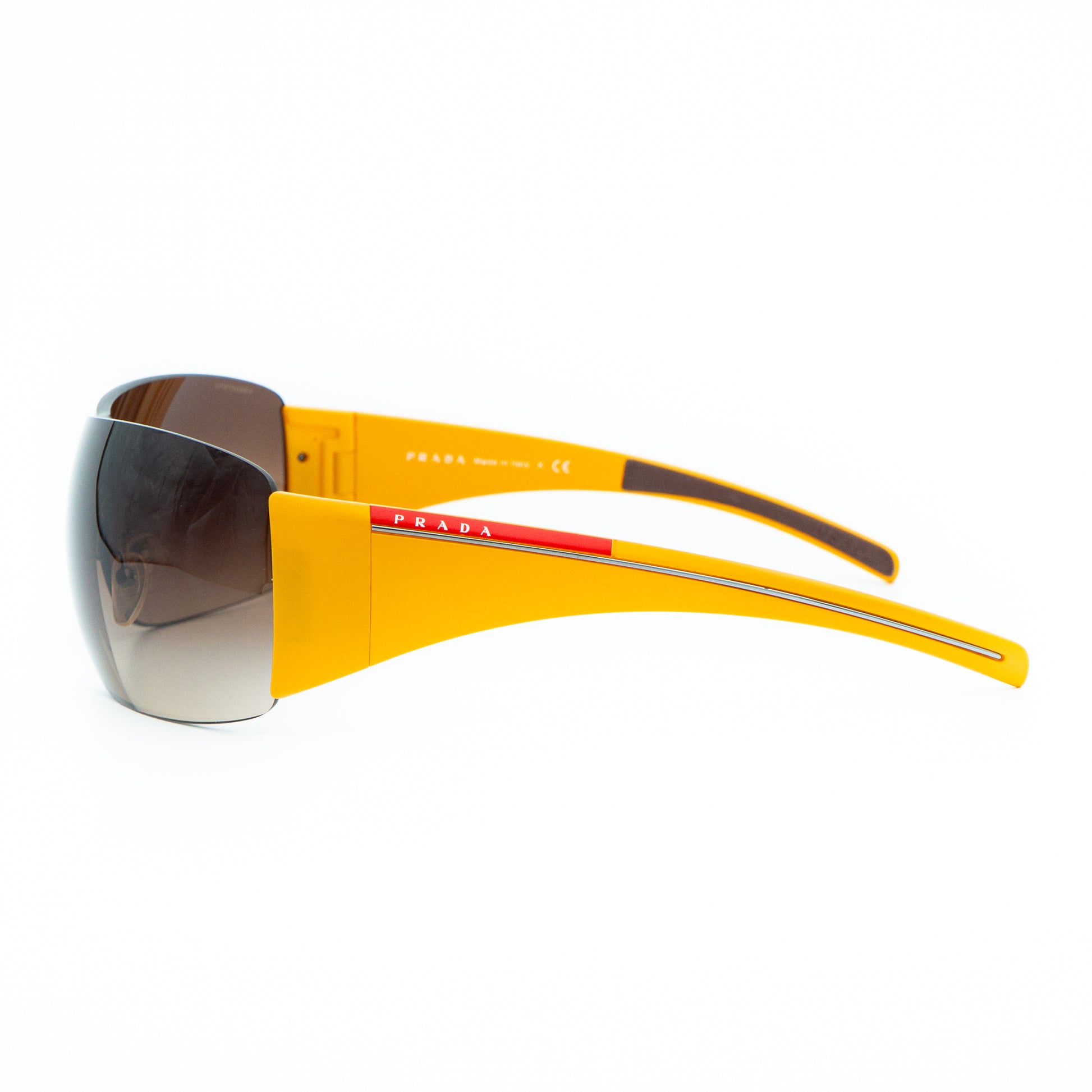 PRADA SPS02L Shield Mask Oversized Yellow Sunglasses Vintage
