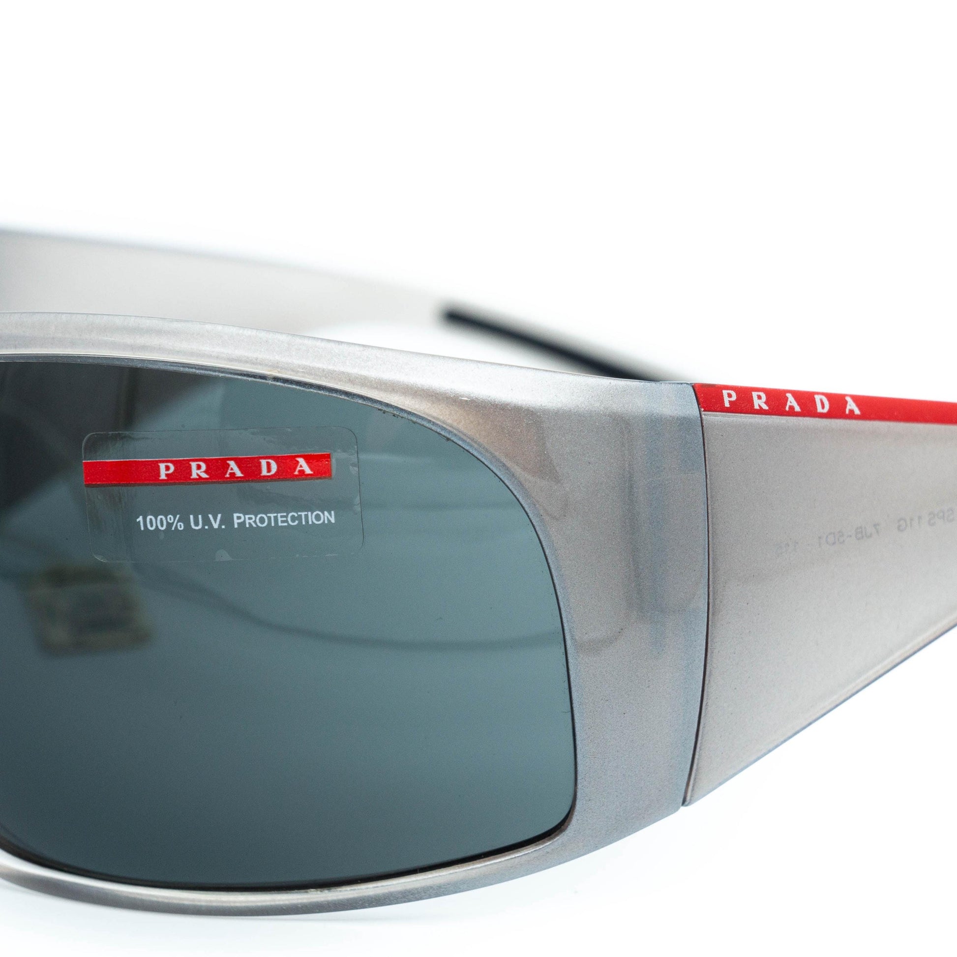 PRADA SPS 11G Gray Mask Oversized Sunglasses Vintage