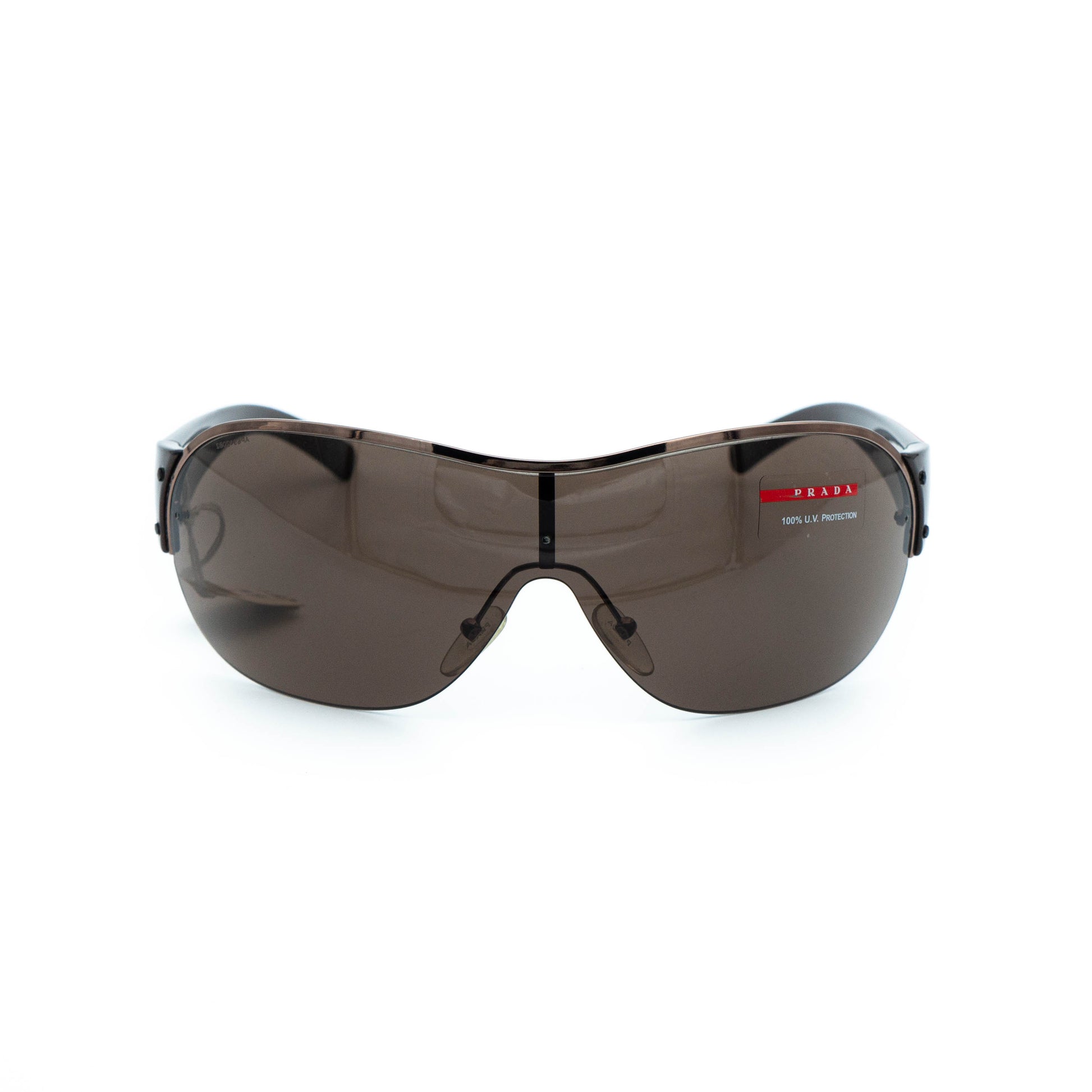 PRADA SPS 53G Brown Shield Mask Sunglasses Vintage
