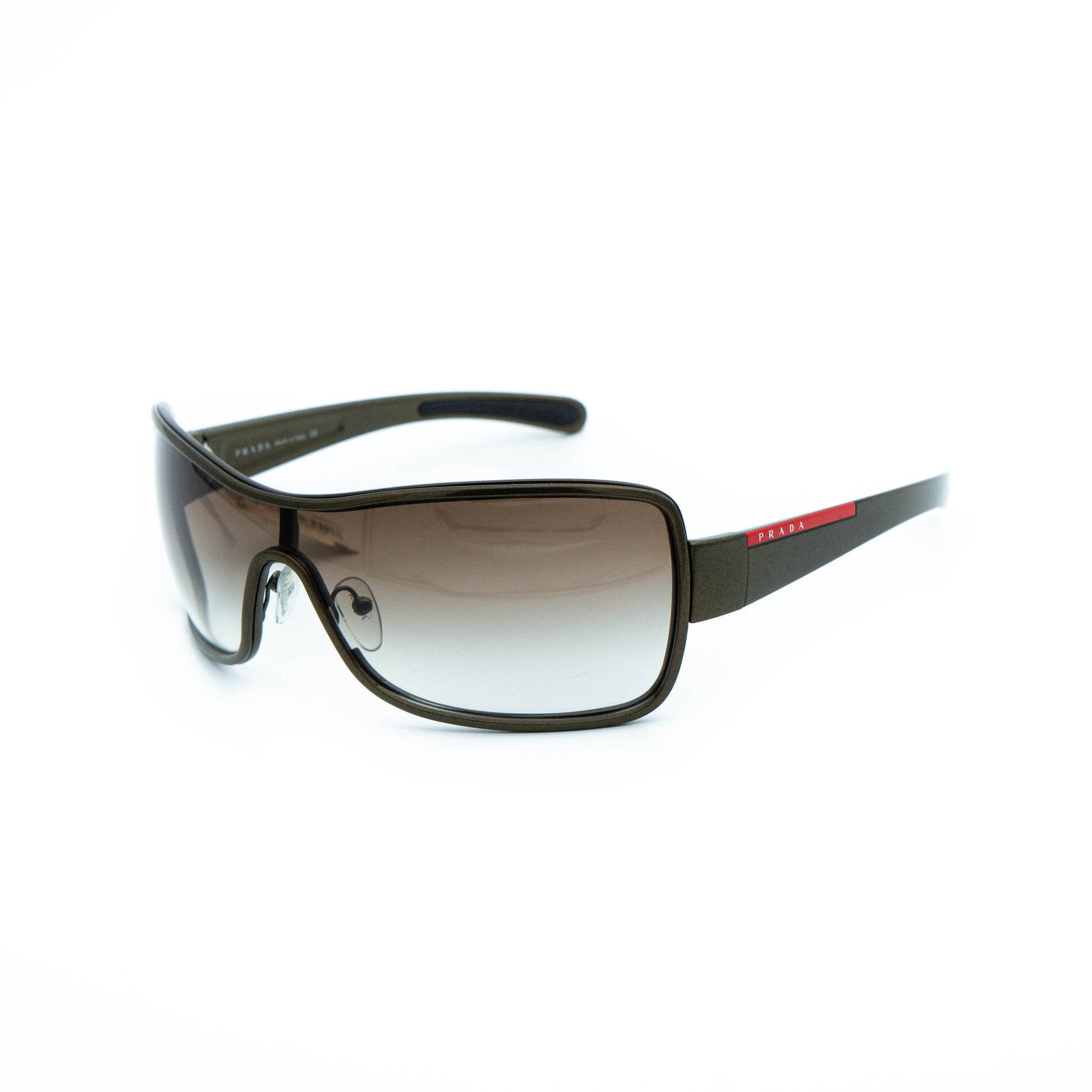 PRADA SPS 55G Green Khaki Shield Mask Sunglasses Vintage