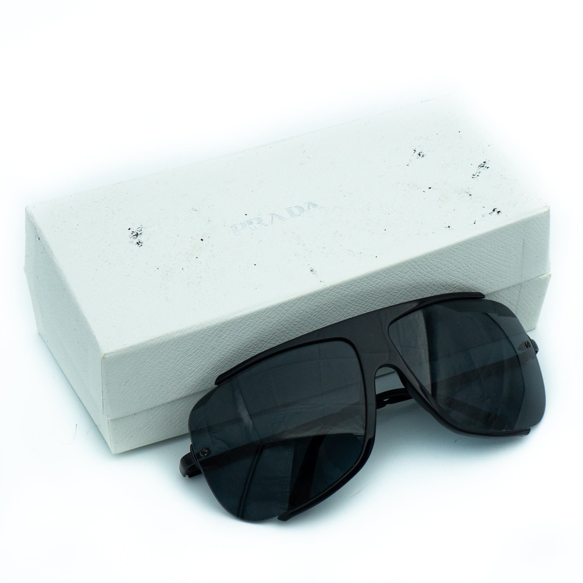 Prada SPR01G Black Shield Mask Sunglasses Vintage