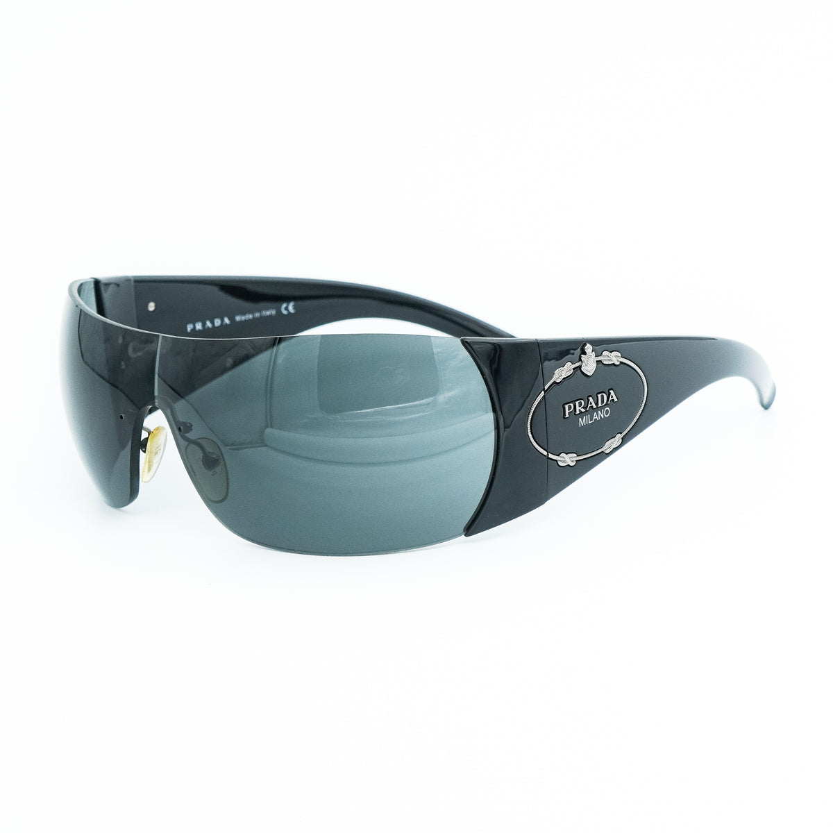 Prada SPR 16H Black Wrap Mask Sunglasses Vintage