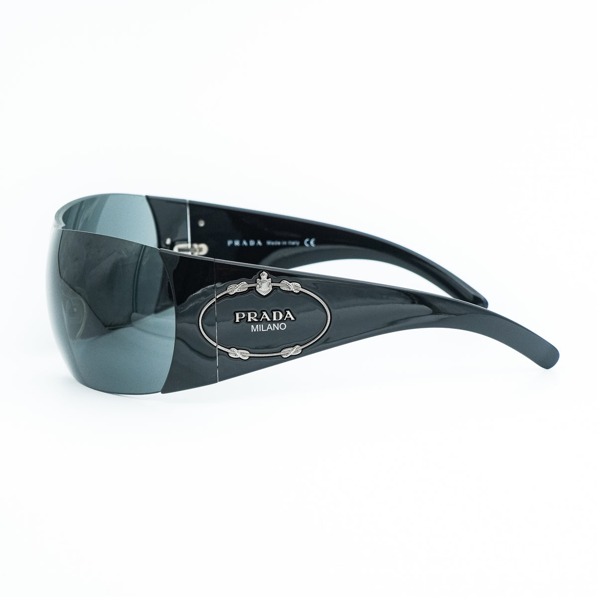 Prada SPR 16H Black Wrap Mask Sunglasses Vintage