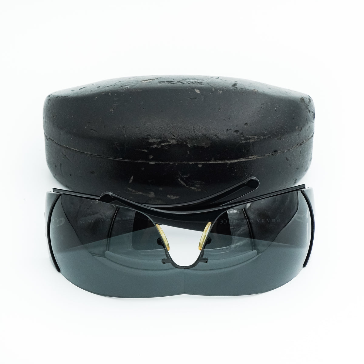 Prada SPR 16H Black Wrap Mask Sunglasses Vintage