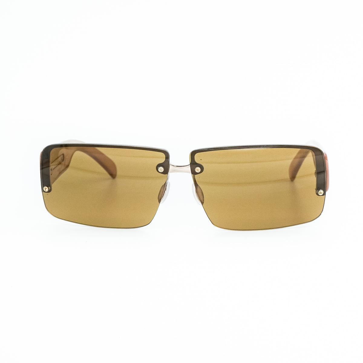 Prada SPR 58B Brown Rimless Sunglasses Vintage