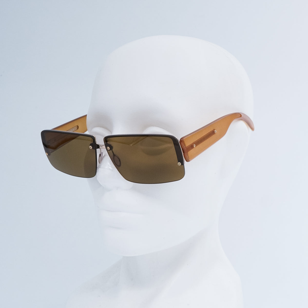 Prada SPR 58B Brown Rimless Sunglasses Vintage