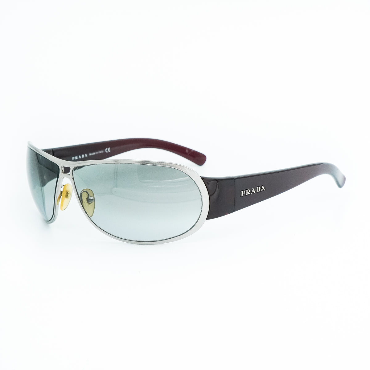 Prada SPR 70G Brown Silver Aviator Sunglasses Vintage