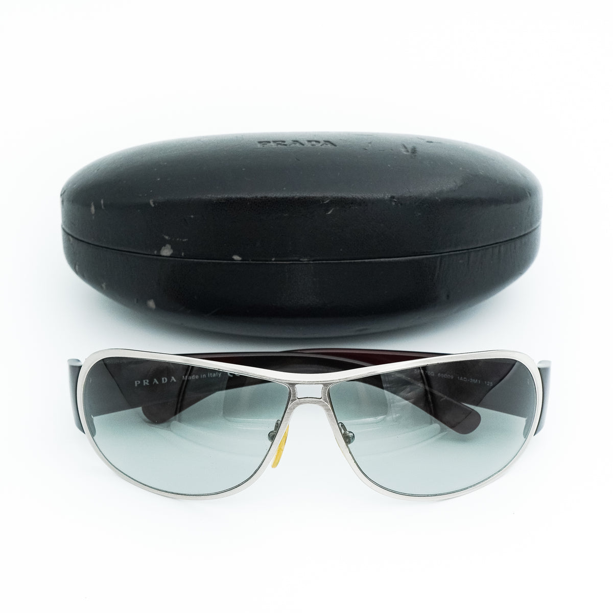 Prada SPR 70G Brown Silver Aviator Sunglasses Vintage