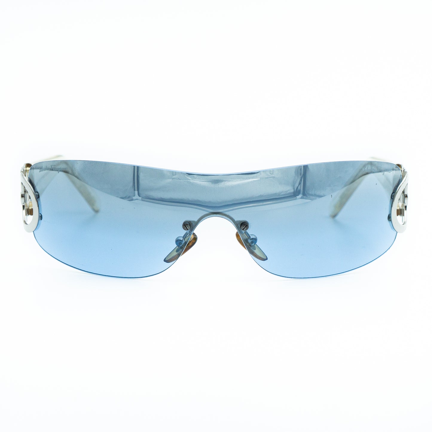 Salvatore Ferragamo 1058 Blue Shield Sunglasses Vintage