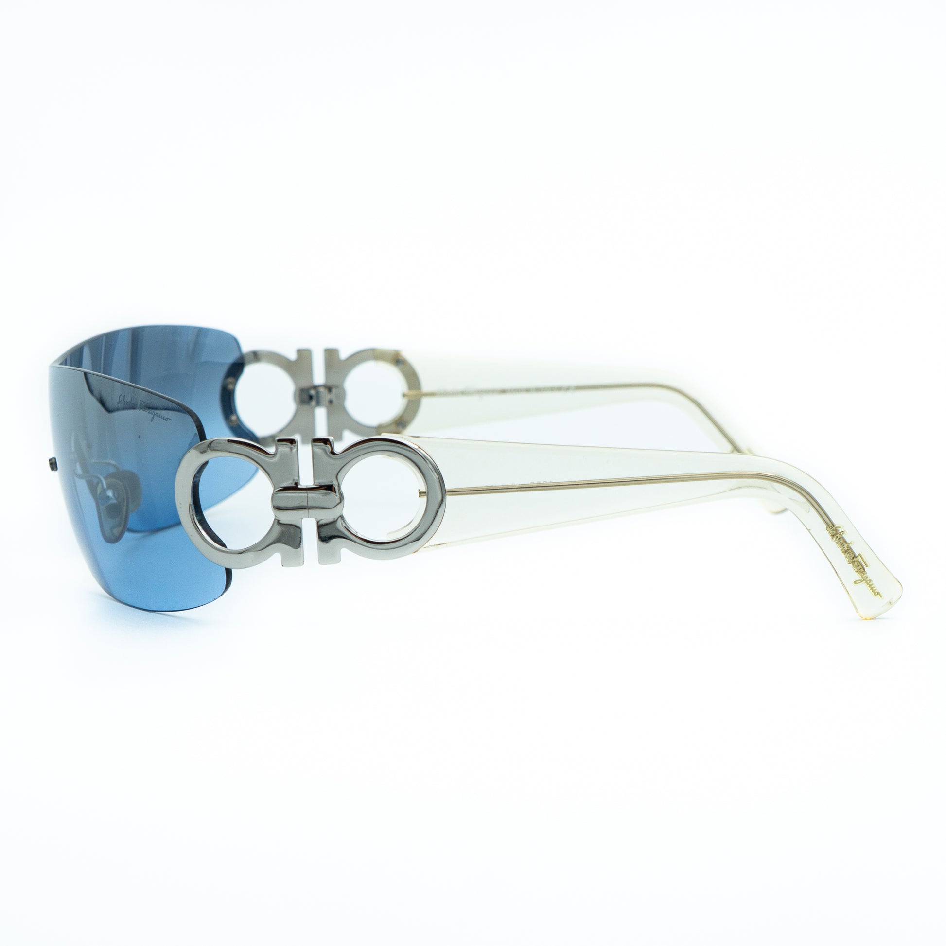 Salvatore Ferragamo 1058 Blue Shield Sunglasses Vintage