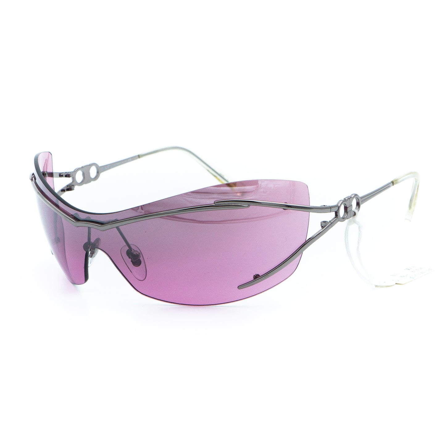 Salvatore Ferragamo 1061 Shield Purple Rimless Sunglasses Vintage