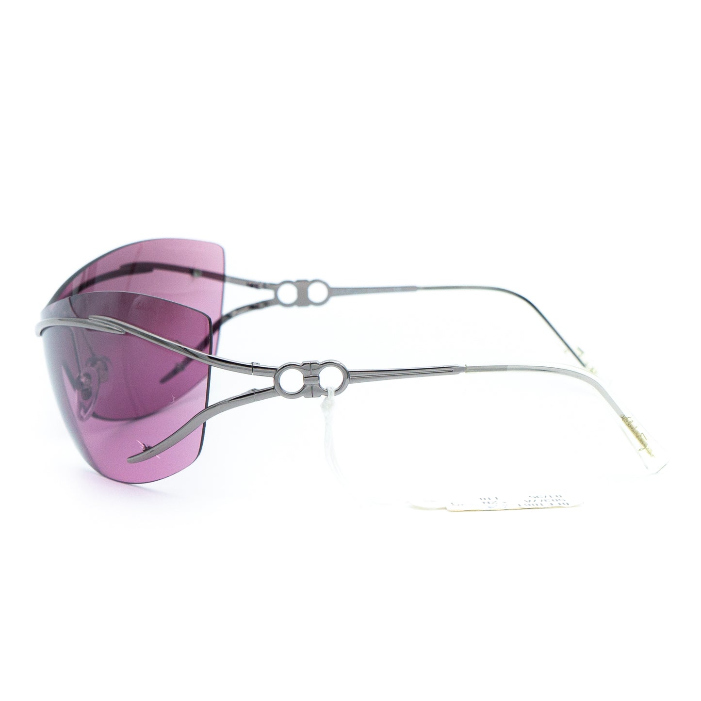 Salvatore Ferragamo 1061 Shield Purple Rimless Sunglasses Vintage