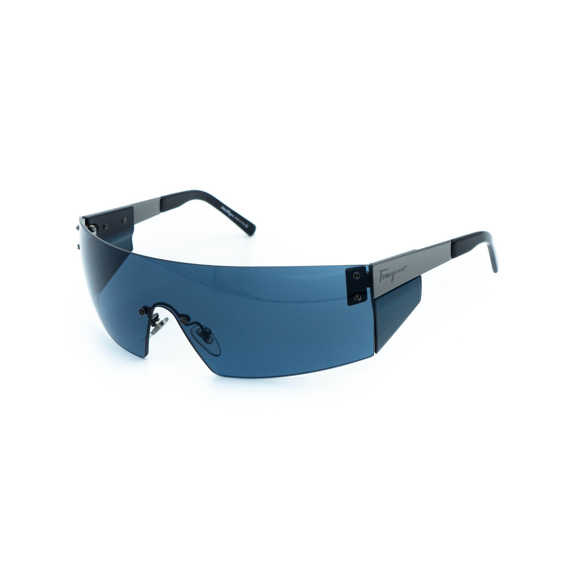 Salvatore Ferragamo 1064 Shield Mask Blue Sunglasses Vintage