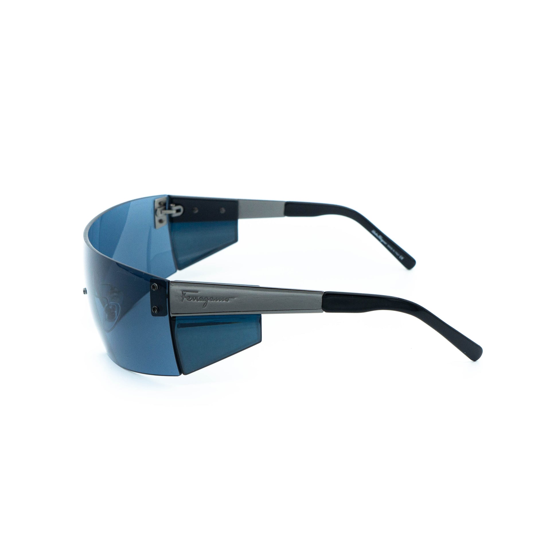 Salvatore Ferragamo 1064 Shield Mask Blue Sunglasses Vintage