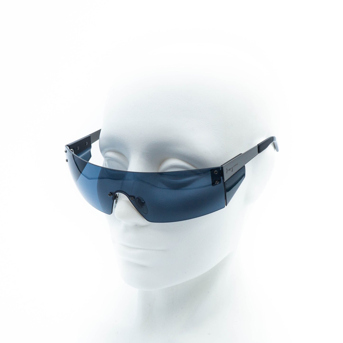 Salvatore Ferragamo 1064 Shield Mask Blue Sunglasses Vintage