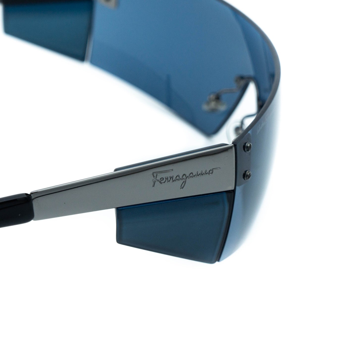 Salvatore Ferragamo 1064 Shield Mask Blue Sunglasses Vintage