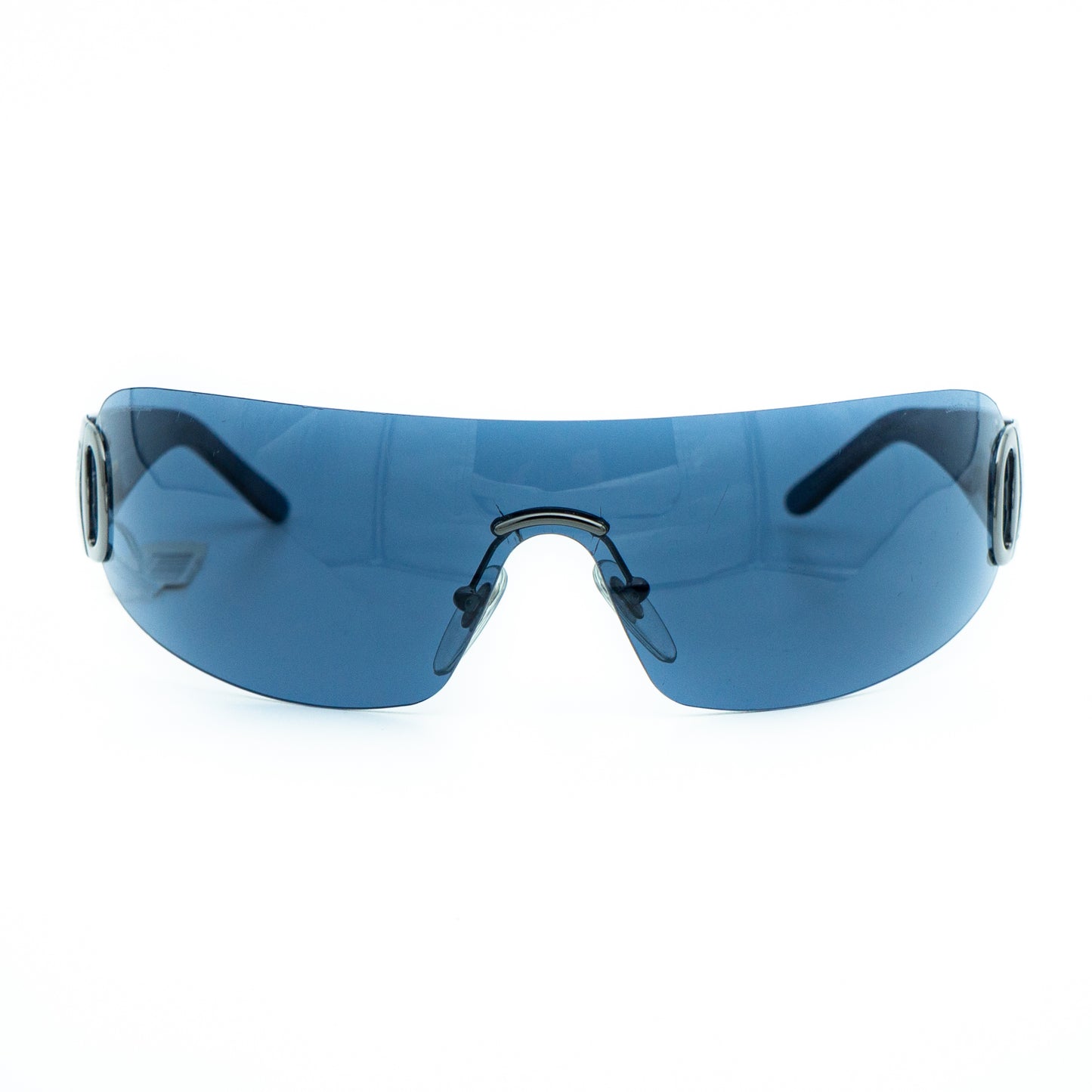 Salvatore Ferragamo 1066 Shield Rimless Blue Sunglasses Vintage