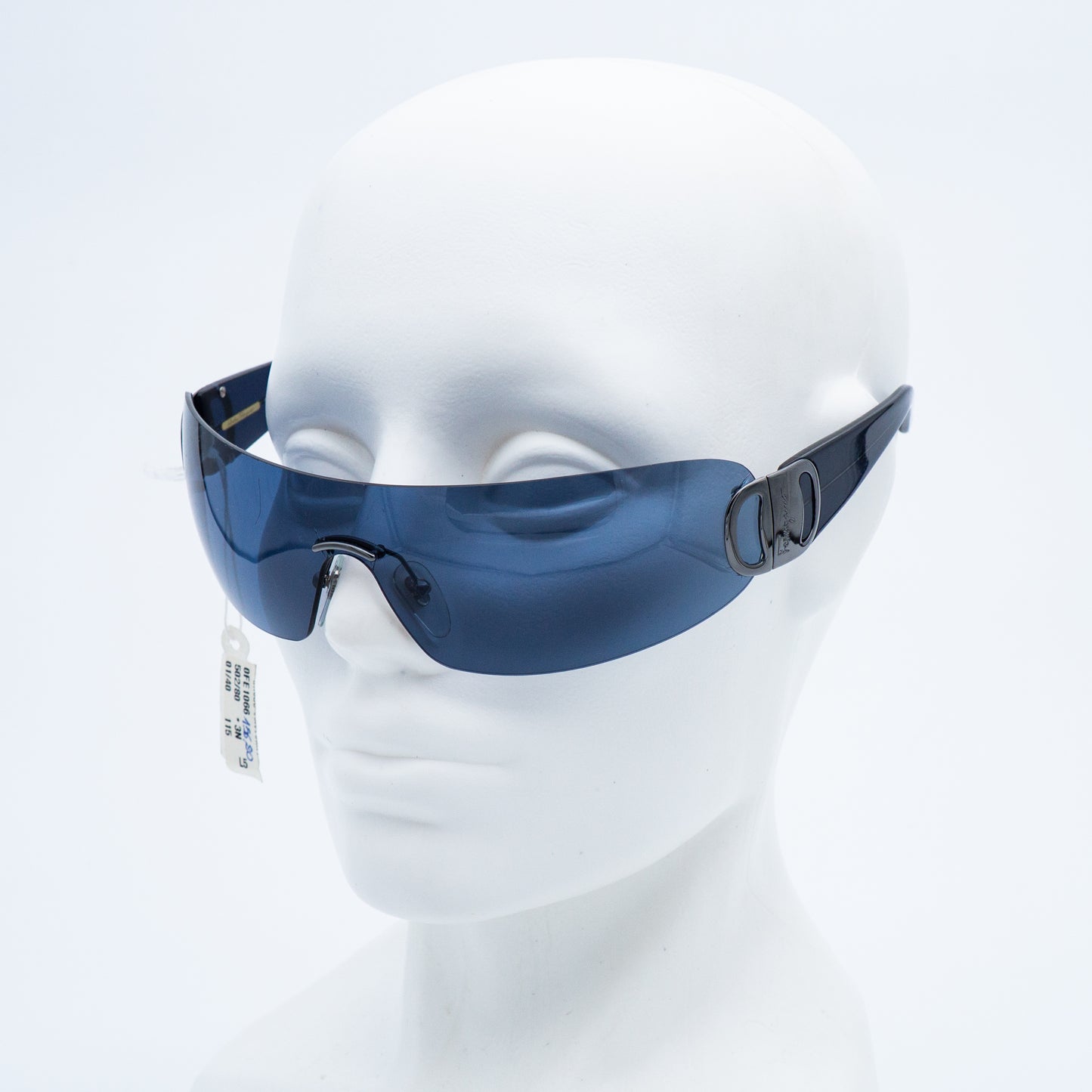 Salvatore Ferragamo 1066 Shield Rimless Blue Sunglasses Vintage