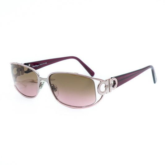 Salvatore Ferragamo 1096 Silver Oval Sunglasses Vintage