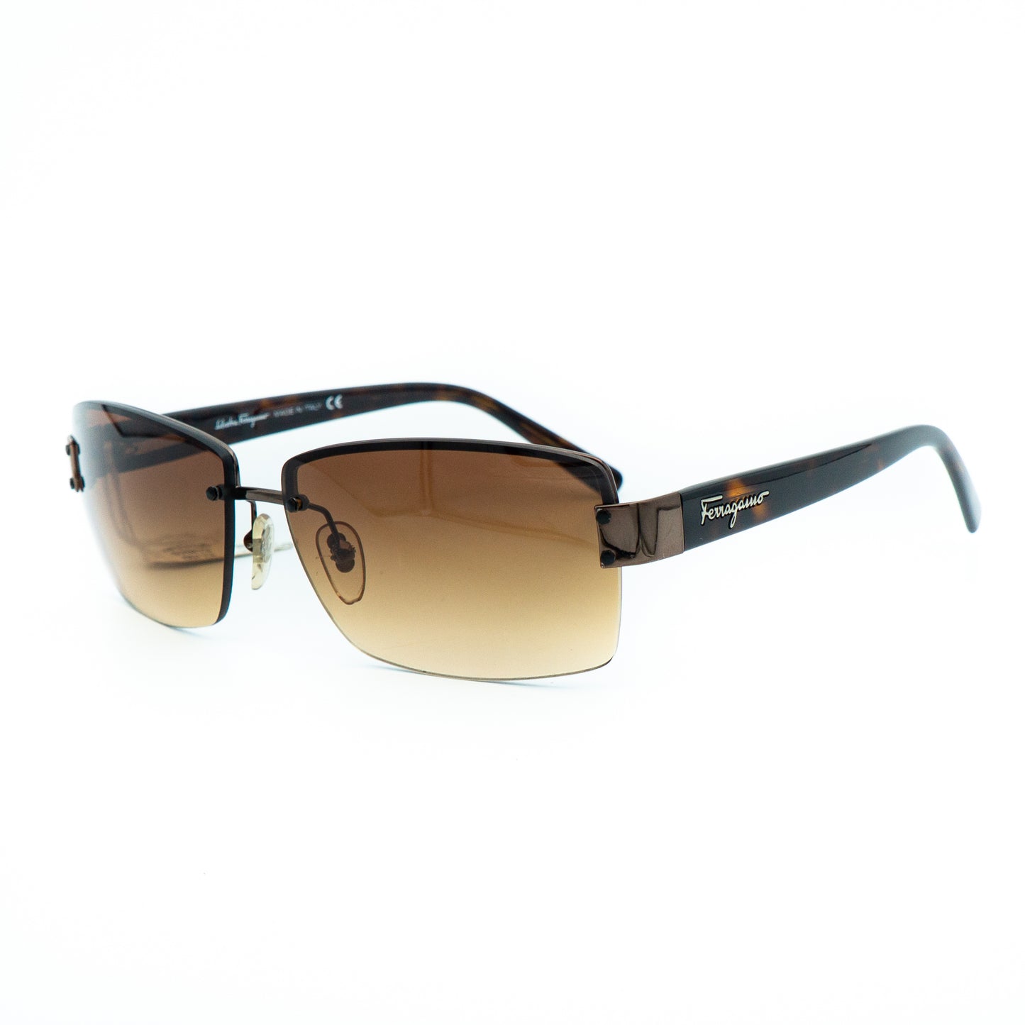 Salvatore Ferragamo 1135 Rimless Brown Sunglasses Vintage