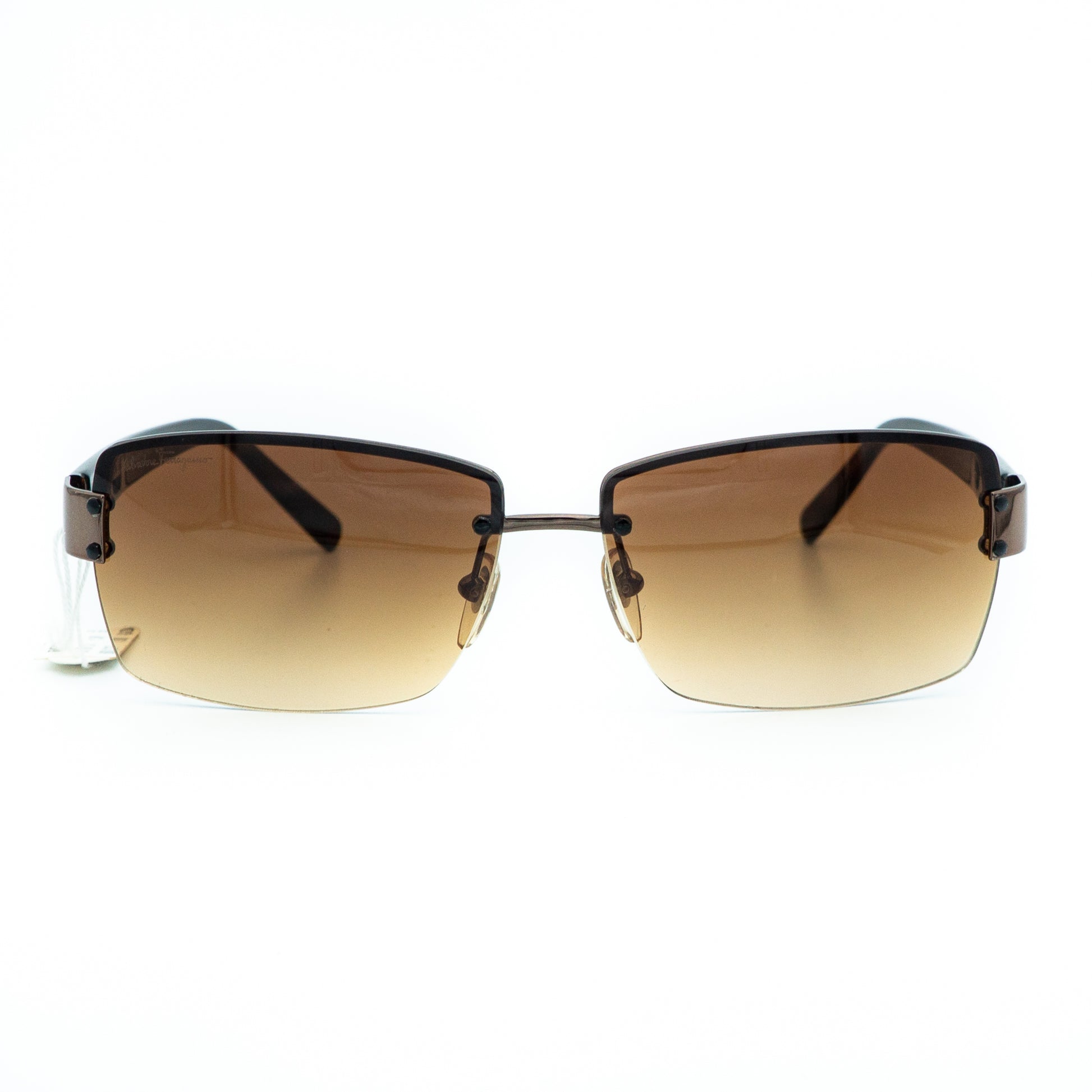 Salvatore Ferragamo 1135 Rimless Brown Sunglasses Vintage