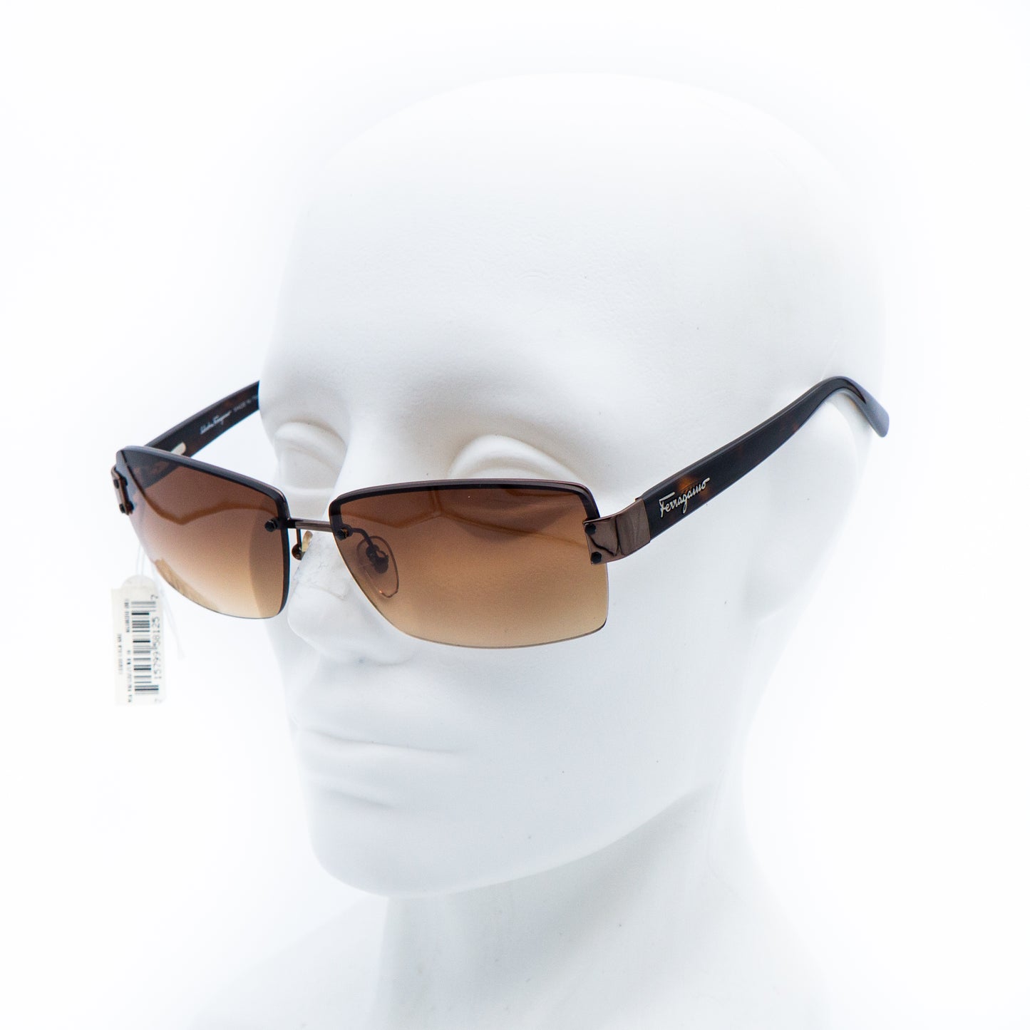 Salvatore Ferragamo 1135 Rimless Brown Sunglasses Vintage