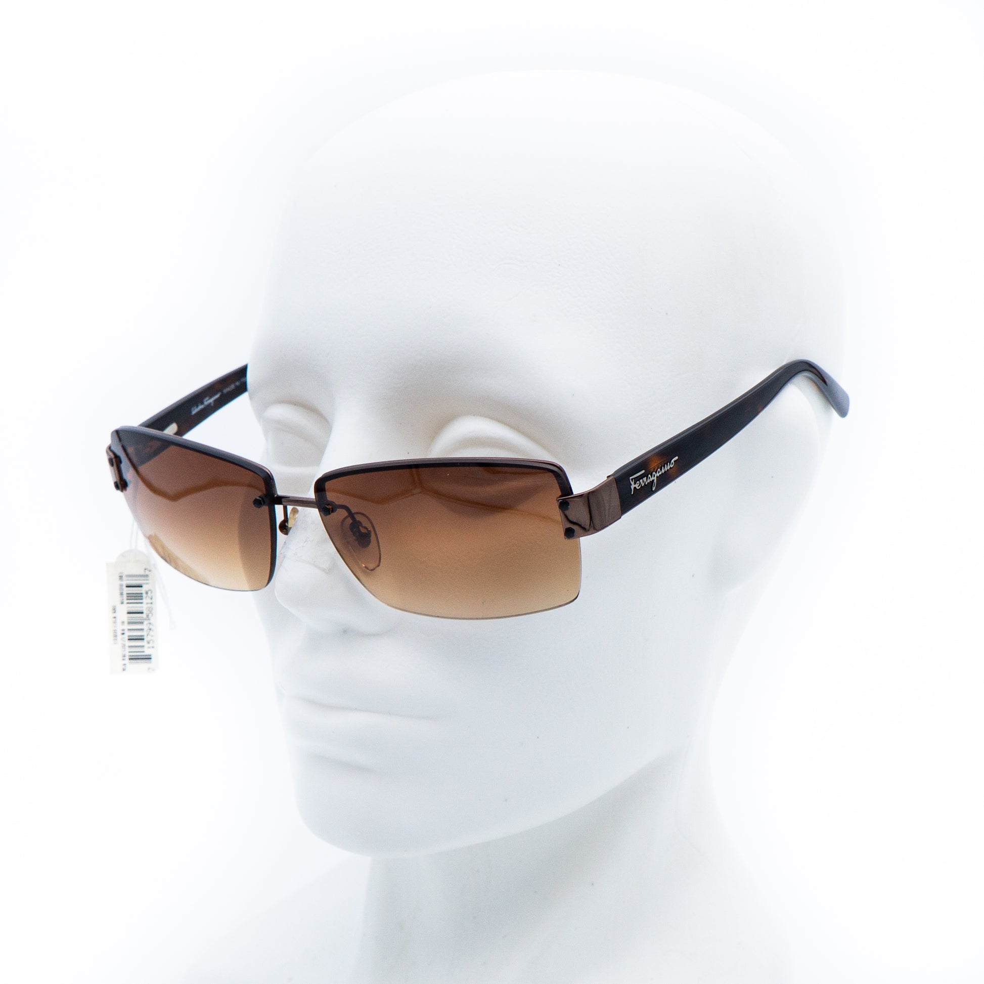 Salvatore Ferragamo 1135 Rimless Brown Sunglasses Vintage