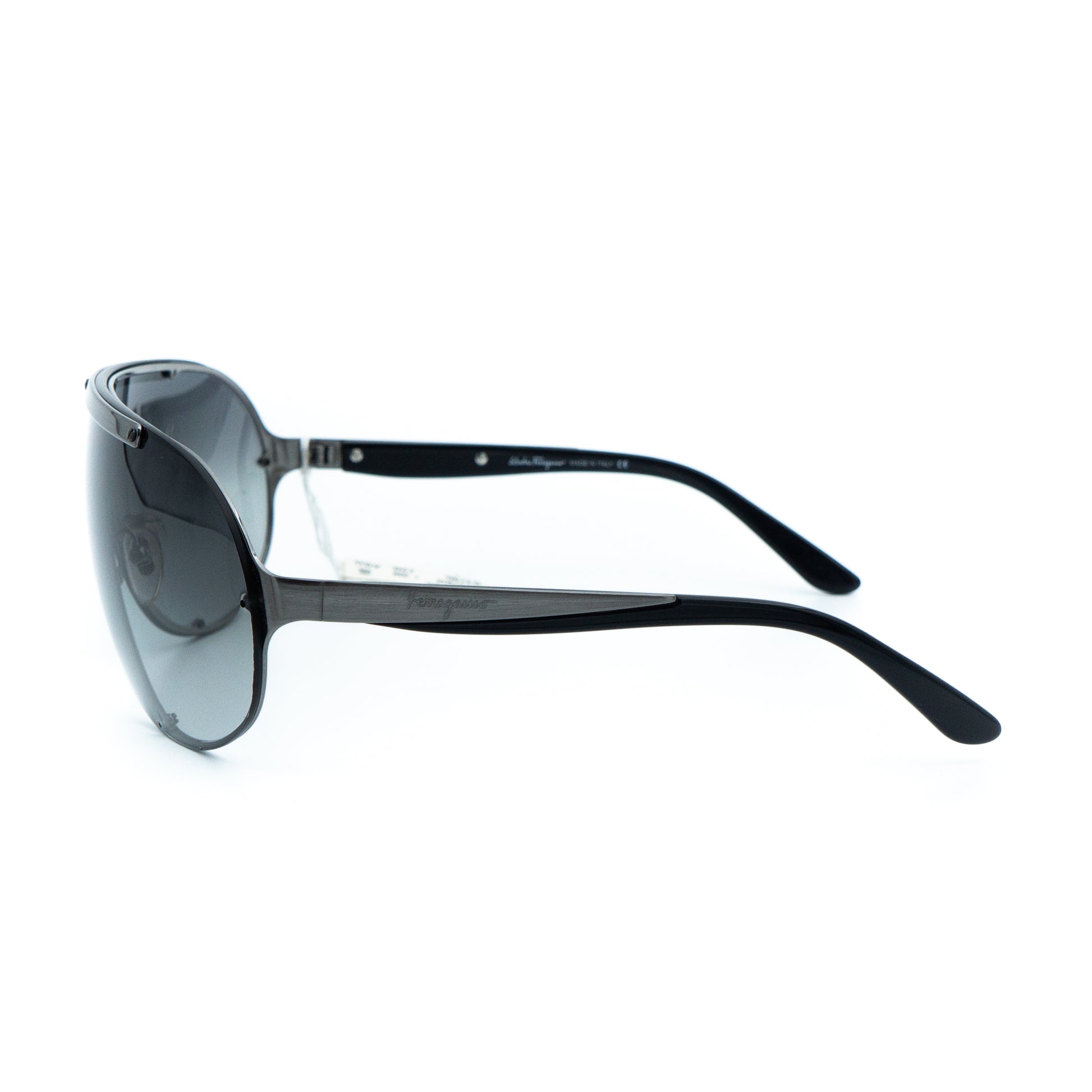 Salvatore Ferragamo 1136 Black Shield Mask Sunglasses Vintage