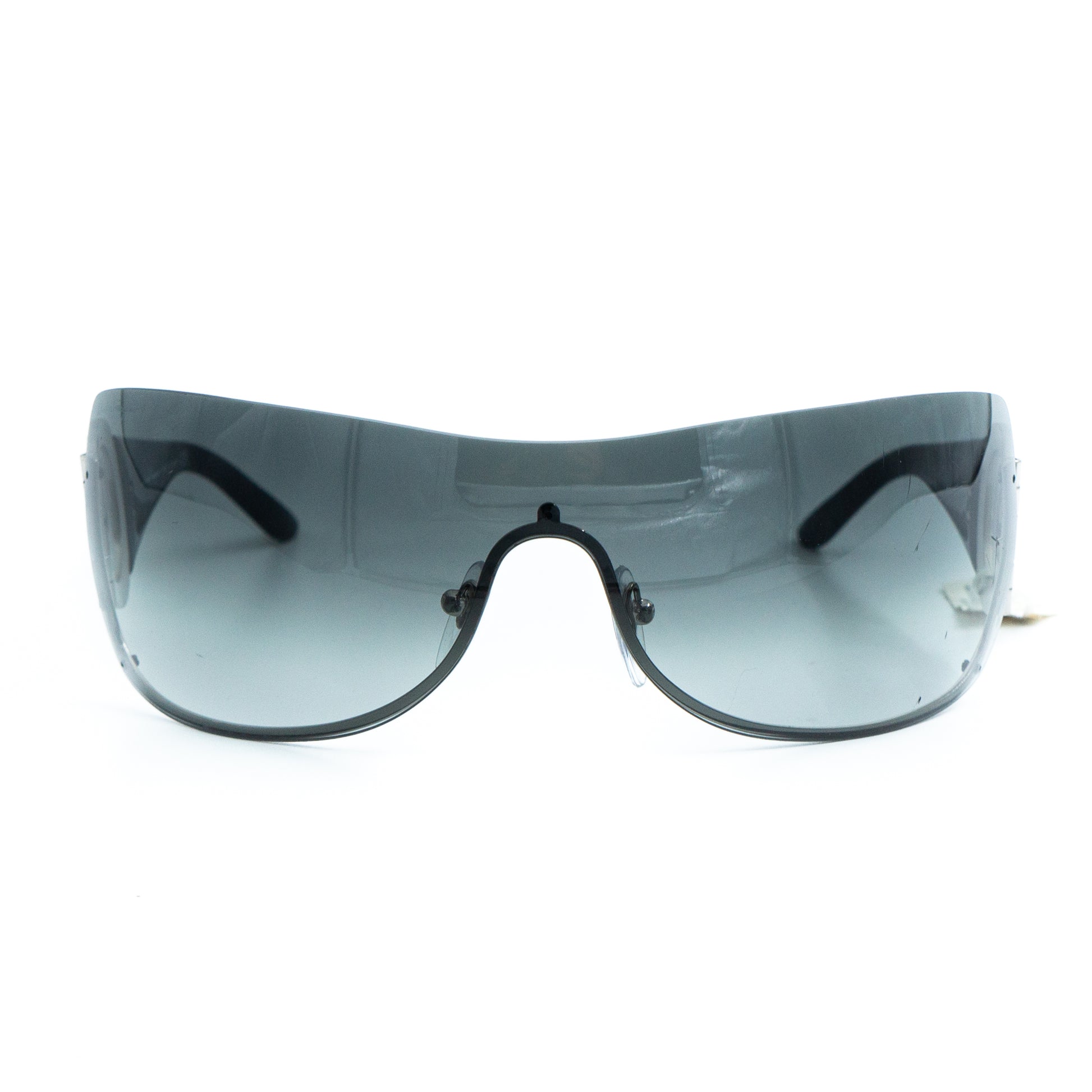 Salvatore Ferragamo 1139-B Black Shield Mask Sunglasses Vintage