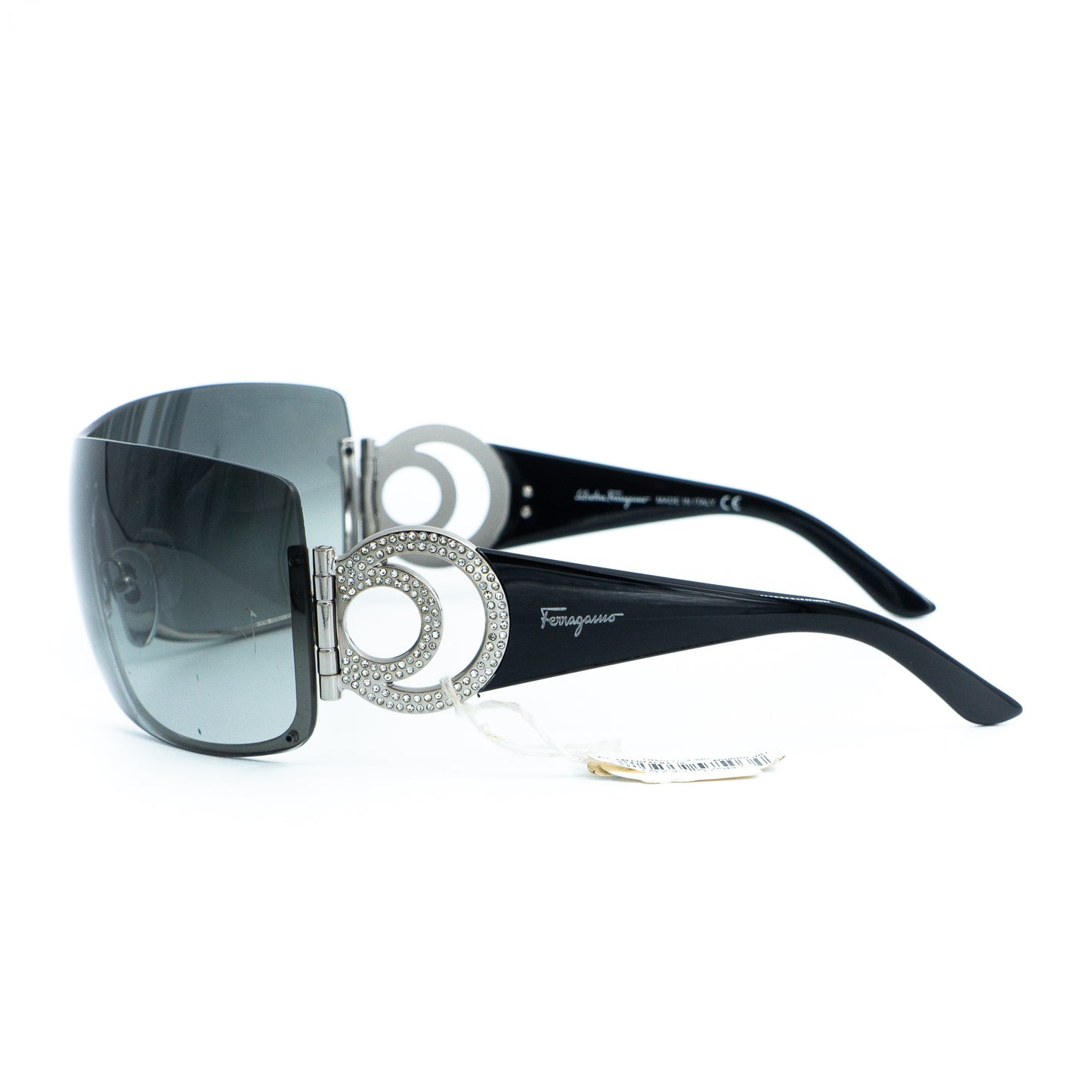 Salvatore Ferragamo 1139-B Black Shield Mask Sunglasses Vintage