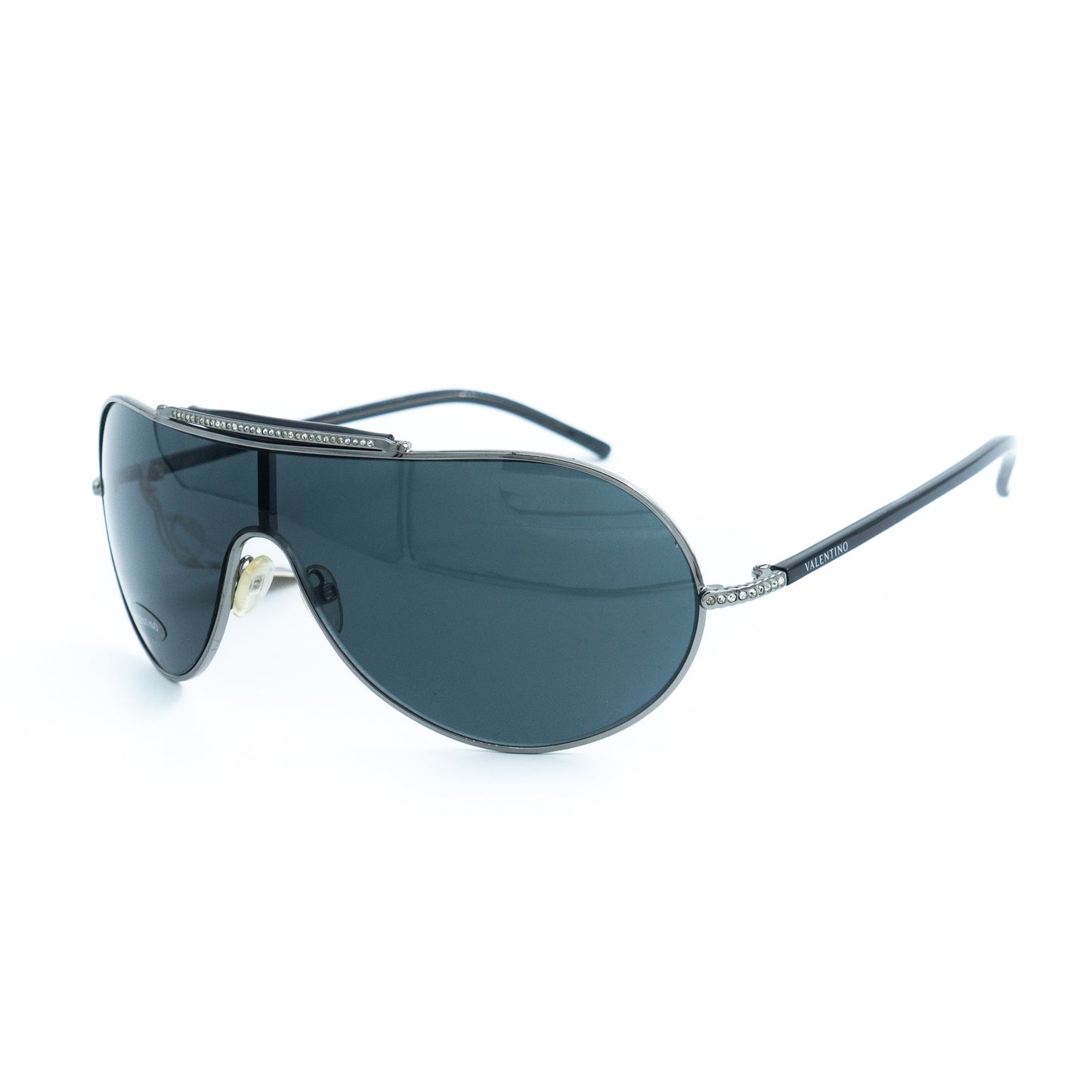 Valentino 5401/S Black Silver Aviator Mask Sunglasses Vintage