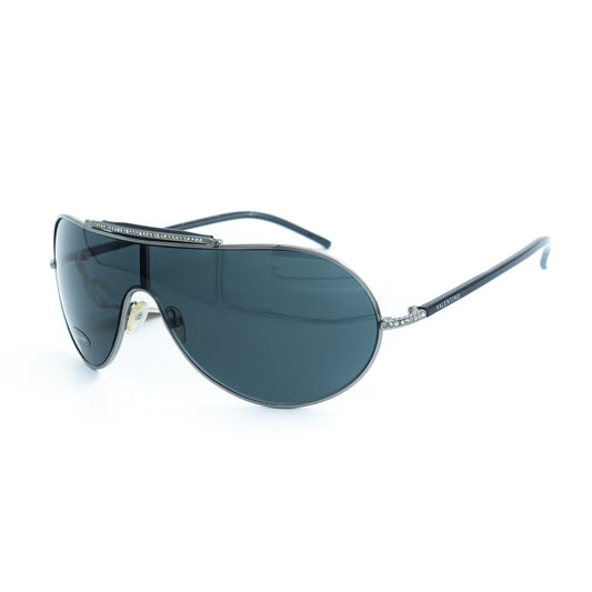 Valentino 5401/S Black Silver Aviator Mask Sunglasses Vintage