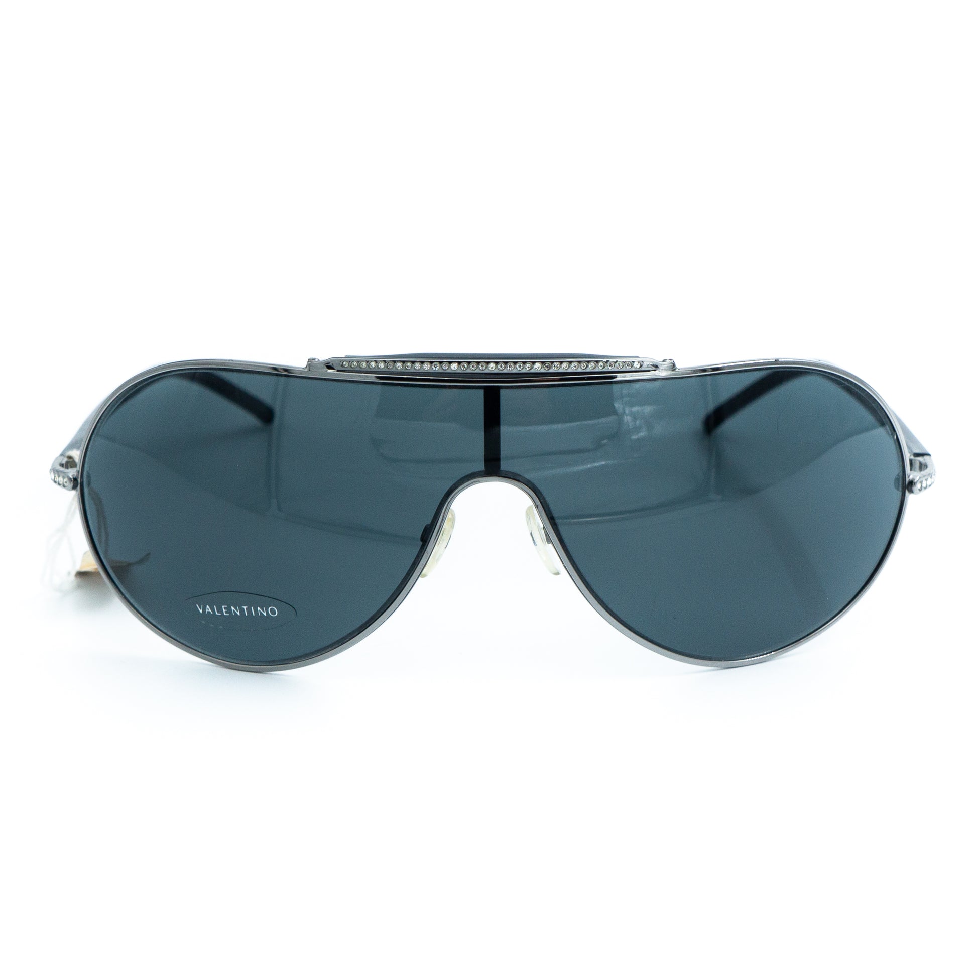 Valentino 5401/S Black Silver Aviator Mask Sunglasses Vintage