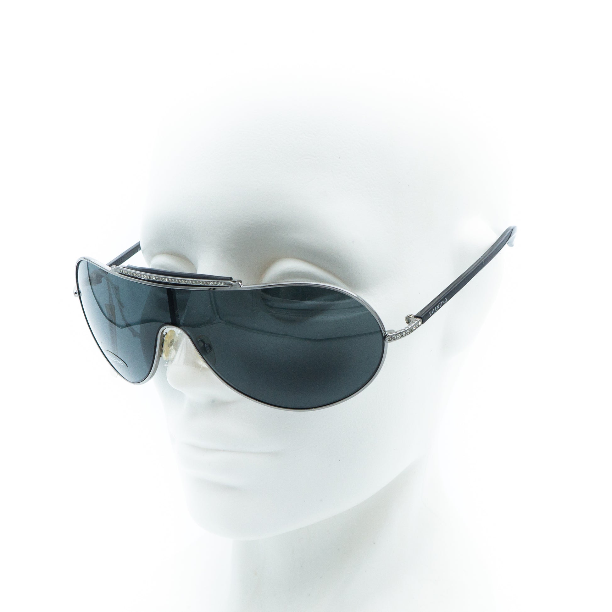 Valentino 5401/S Black Silver Aviator Mask Sunglasses Vintage