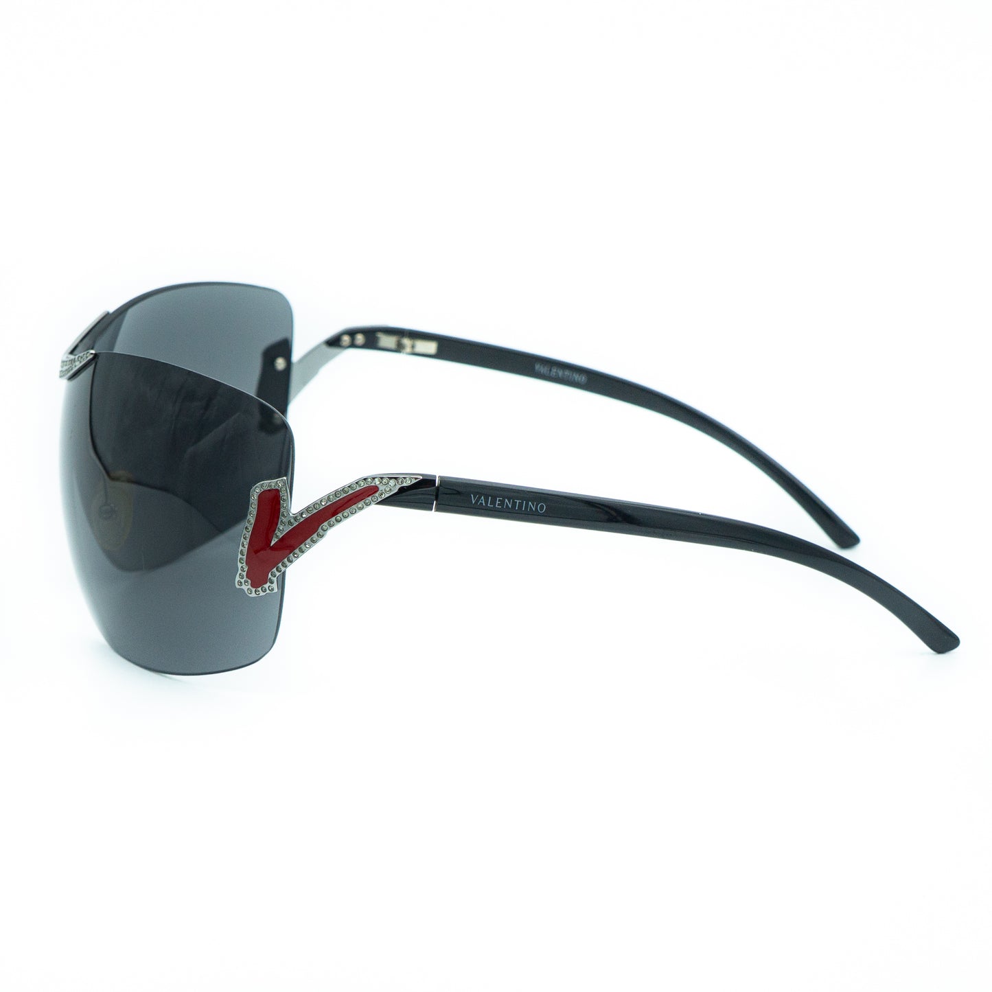 Valentino 5412/S Black Oversized Shield Mask Sunglasses Vintage