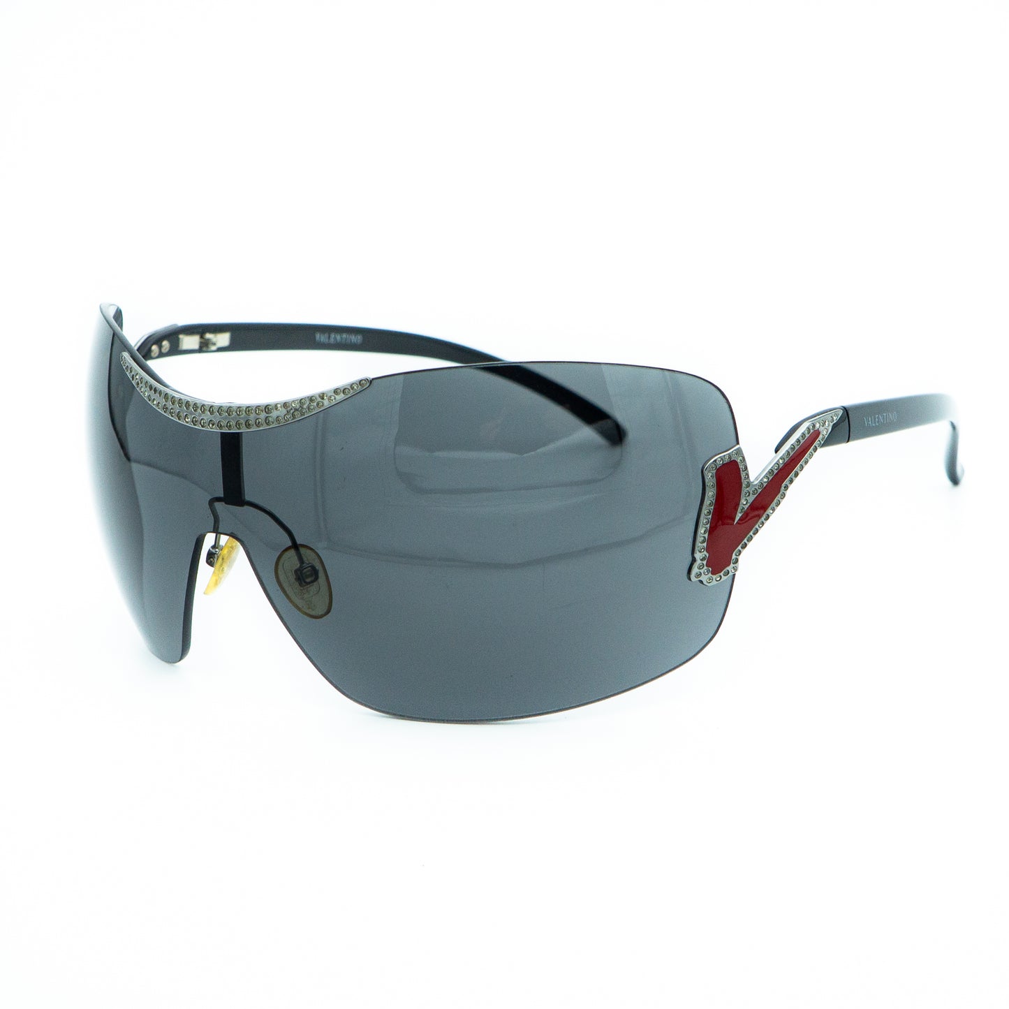 Valentino 5412/S Black Oversized Shield Mask Sunglasses Vintage