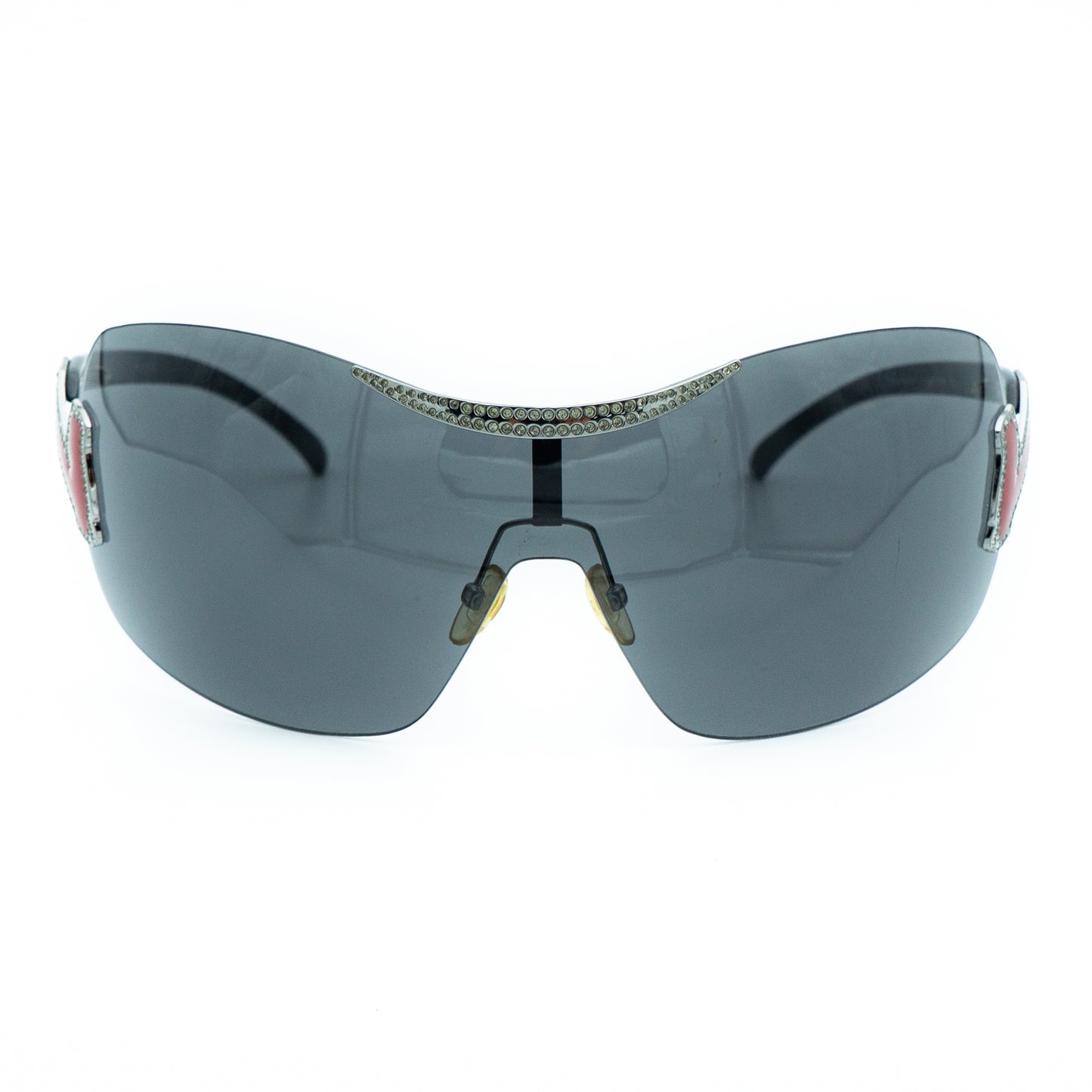 Valentino 5412/S Black Oversized Shield Mask Sunglasses Vintage