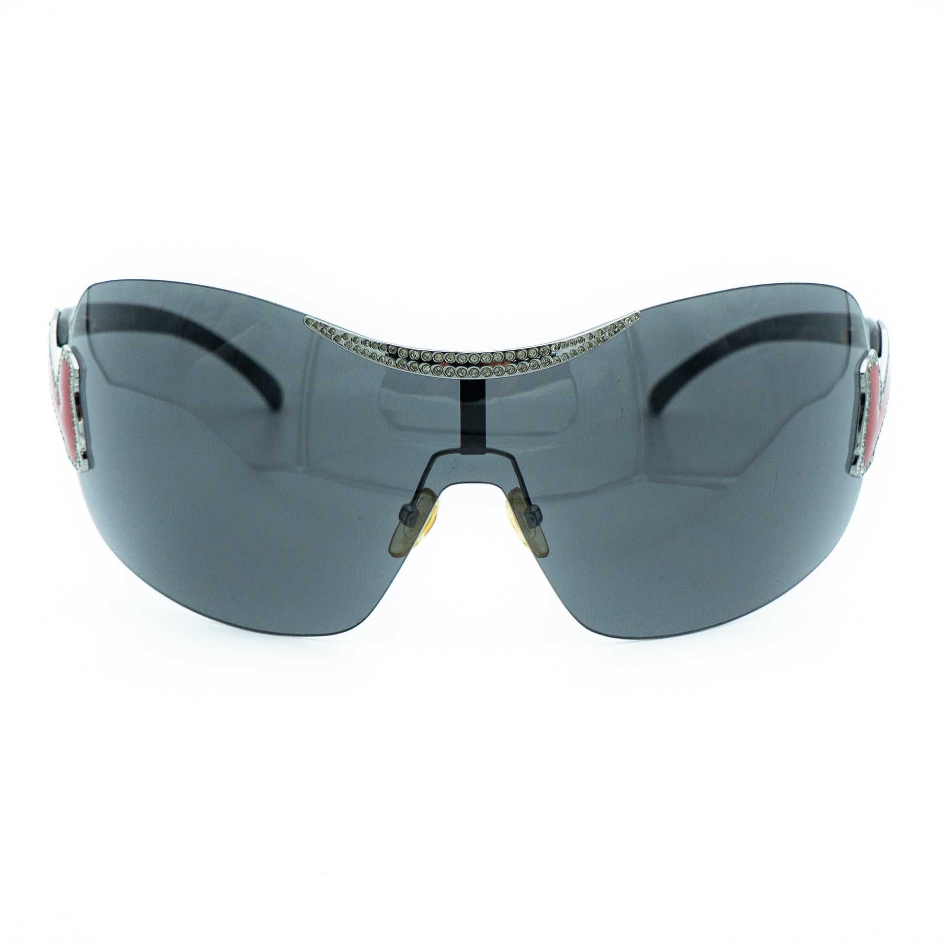 Valentino 5412/S Black Oversized Shield Mask Sunglasses Vintage